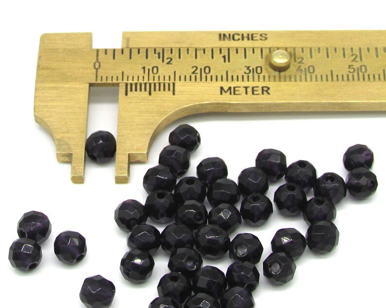 Dark Purple 6mm Round Faceted Glass Beads (46)