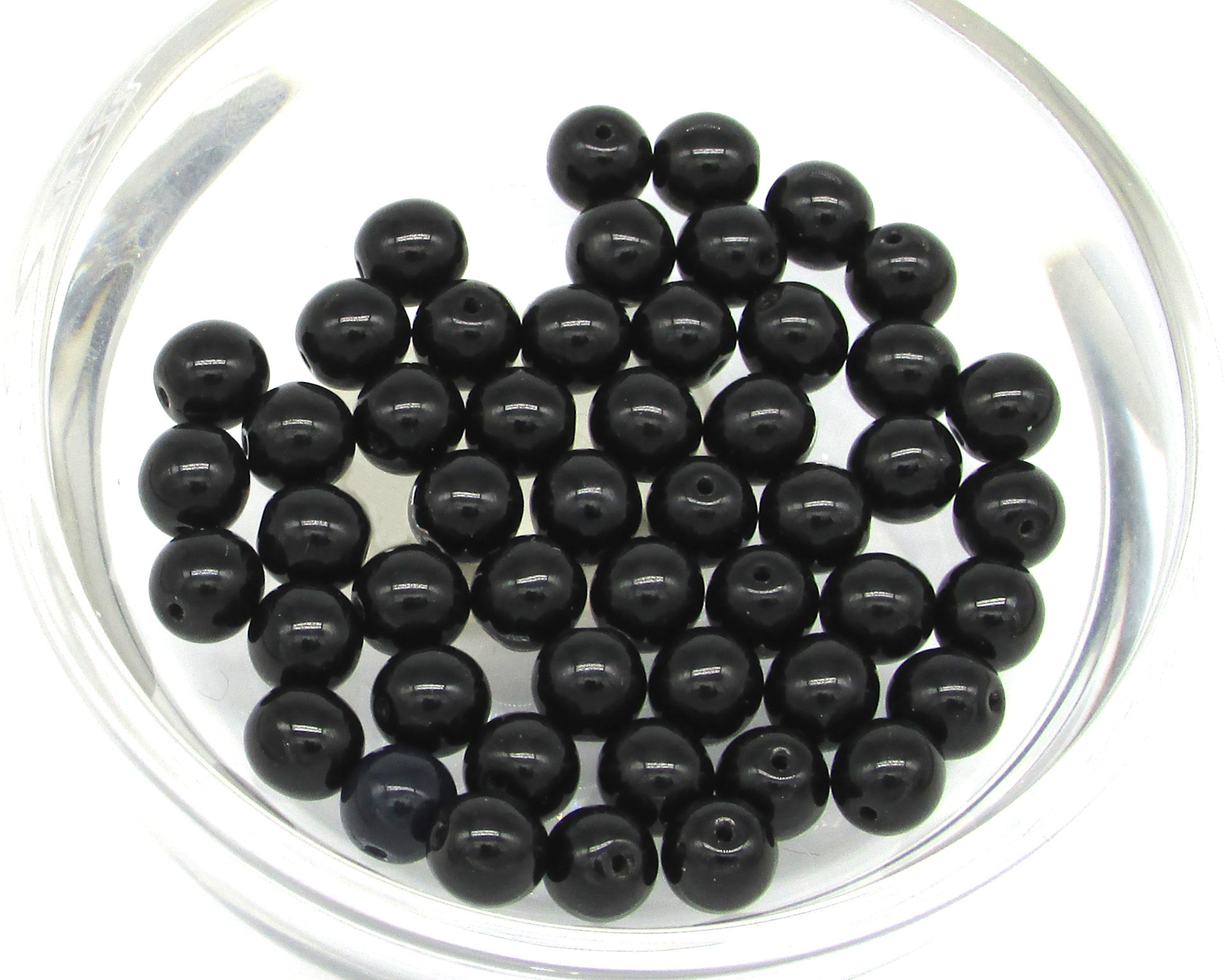 Round Black Beads, 4mm 6mm Czech Pressed Glass Druk Spacers