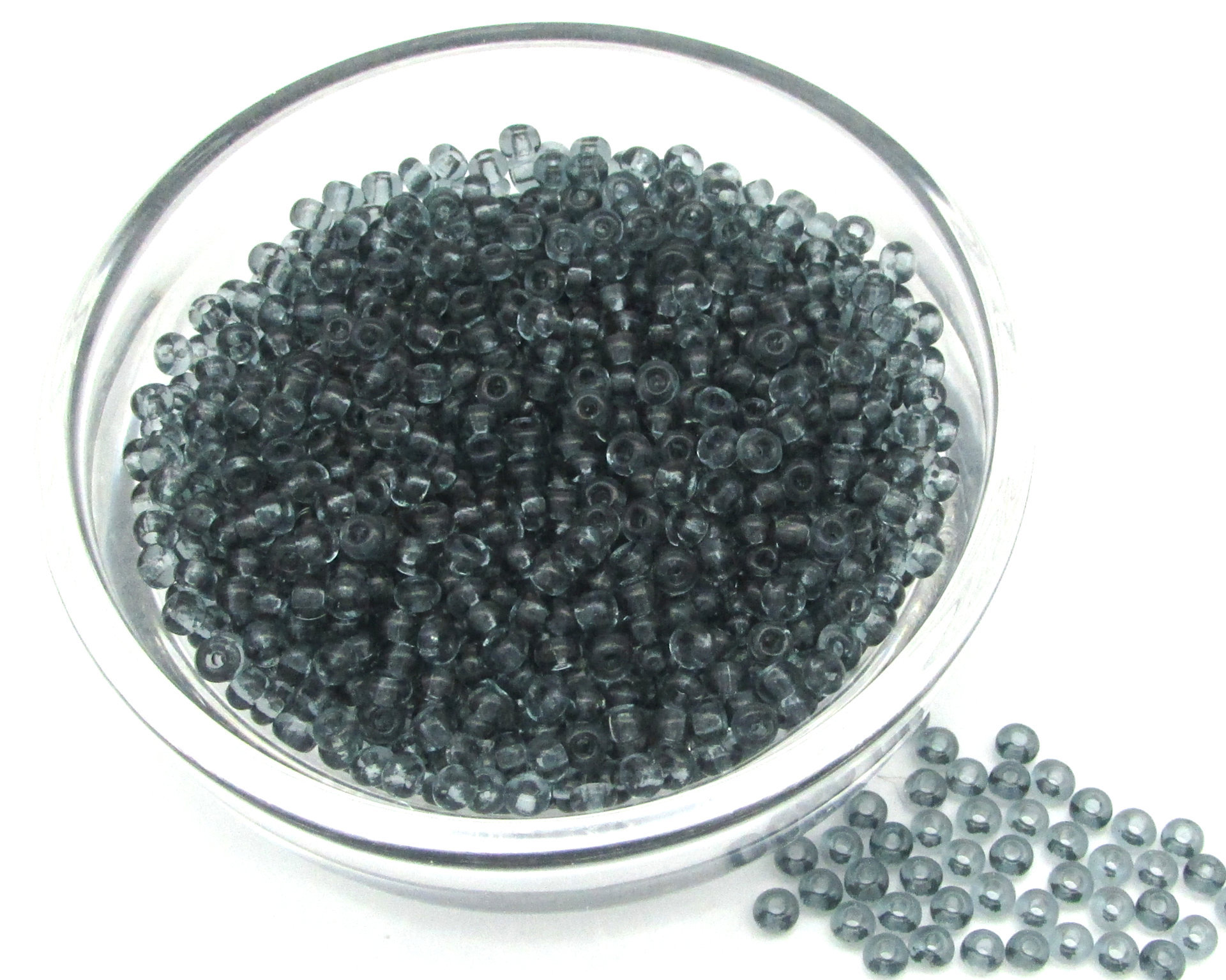 10/0 Tiny Seed Beads, Unfoiled Translucent Gray Mini Rocaille Spacers (25g)