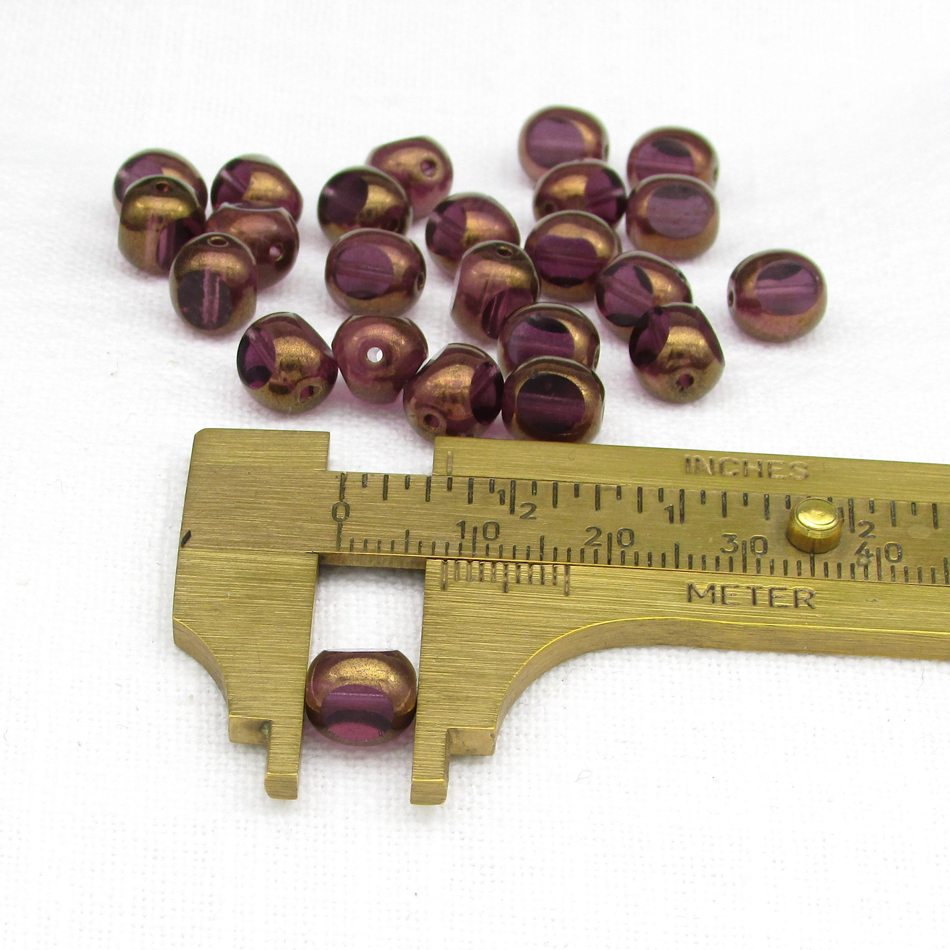 8mm Amethyst and Bronze Tri-Cut Window Beads