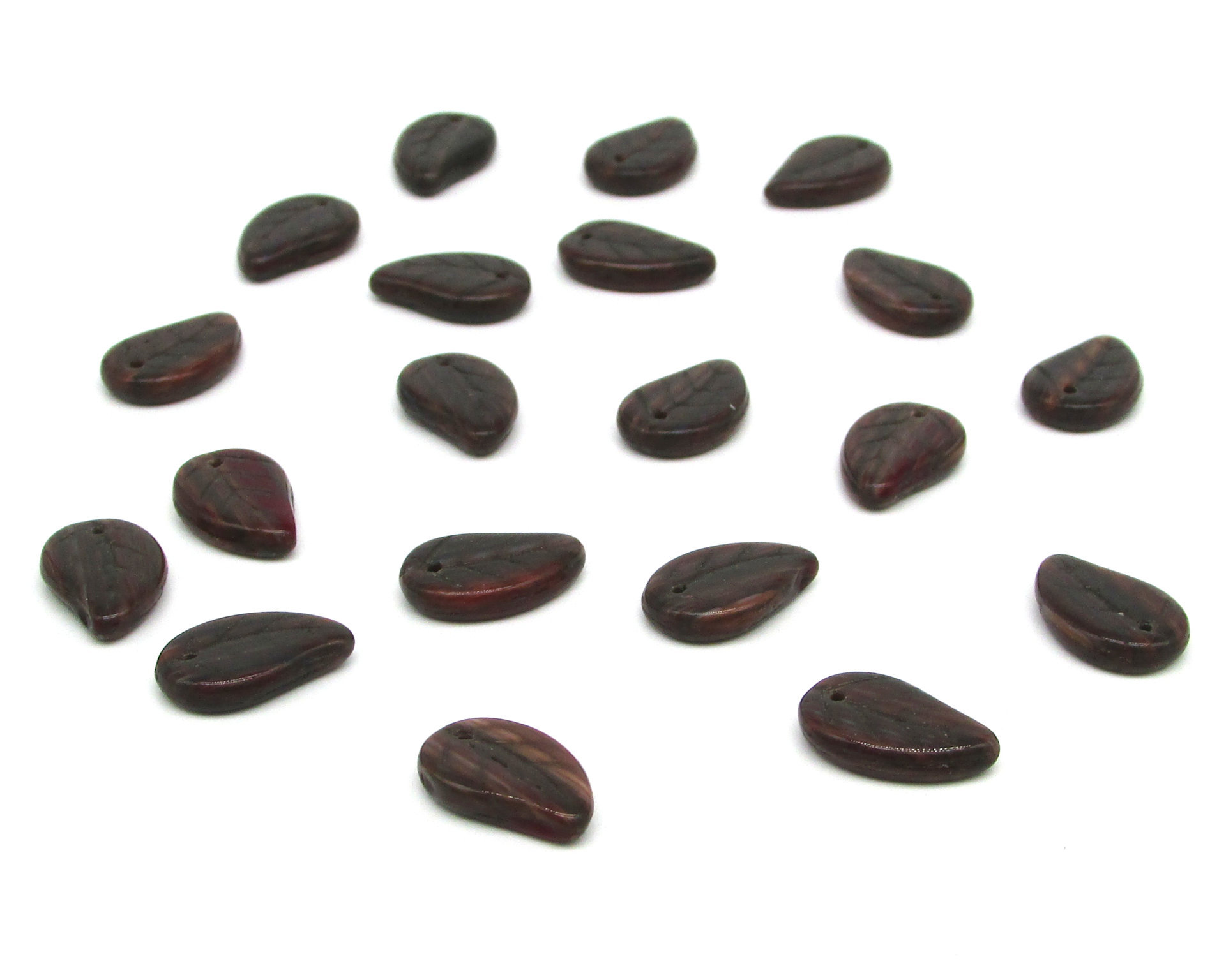 Flat Leaf Beads, 14.5mm Opaque Earth Tone Czech Pressed Glass (20)