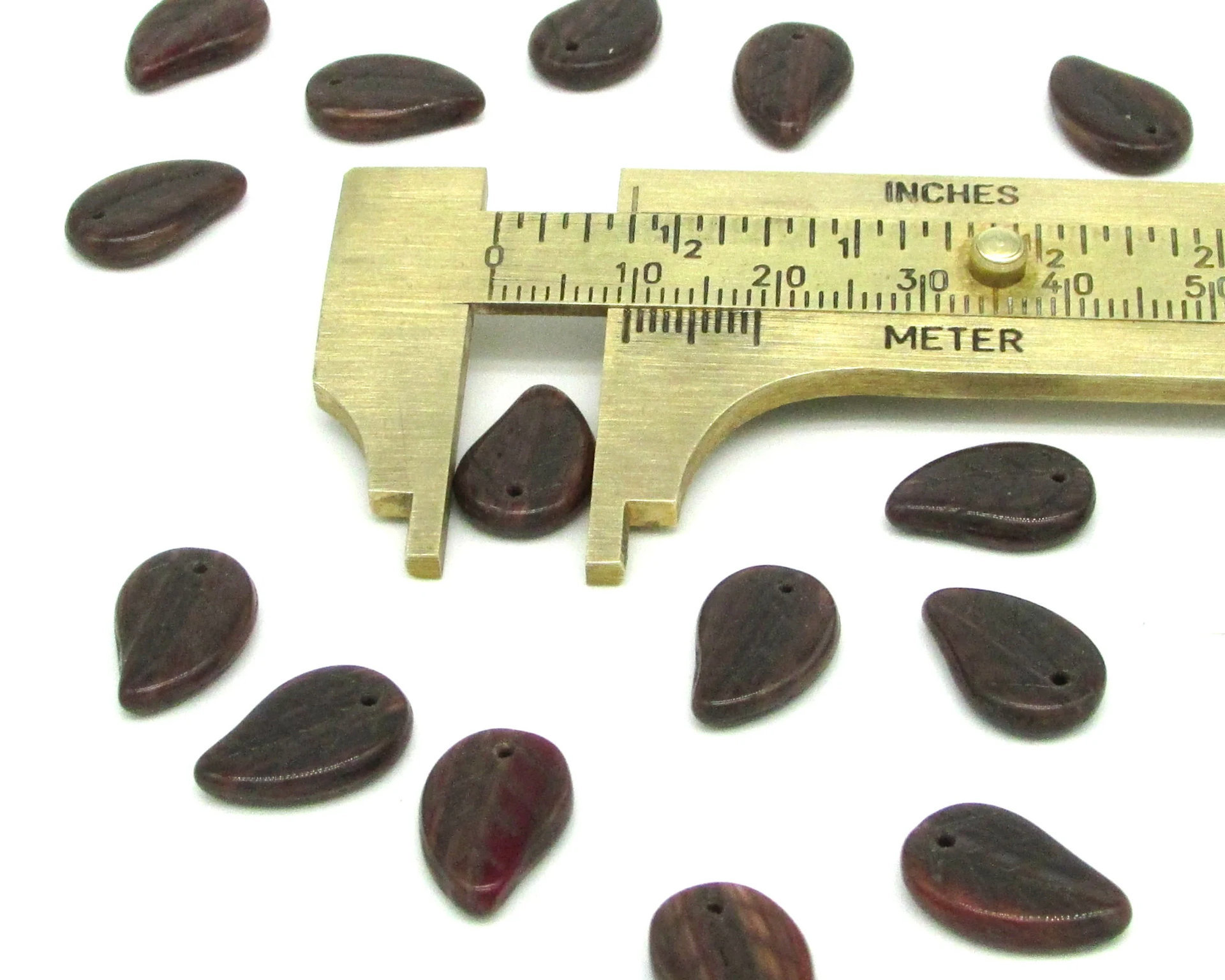 Flat Leaf Beads, 14.5mm Opaque Earth Tone Czech Pressed Glass (20)