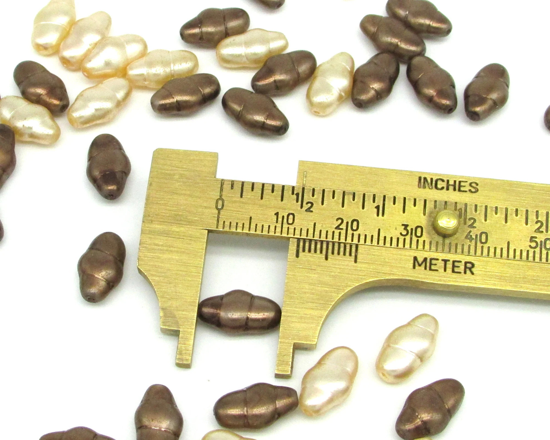 13x7mm Flat Swirl Beads, Opaque Czech Glass Faux Pearl Mix
