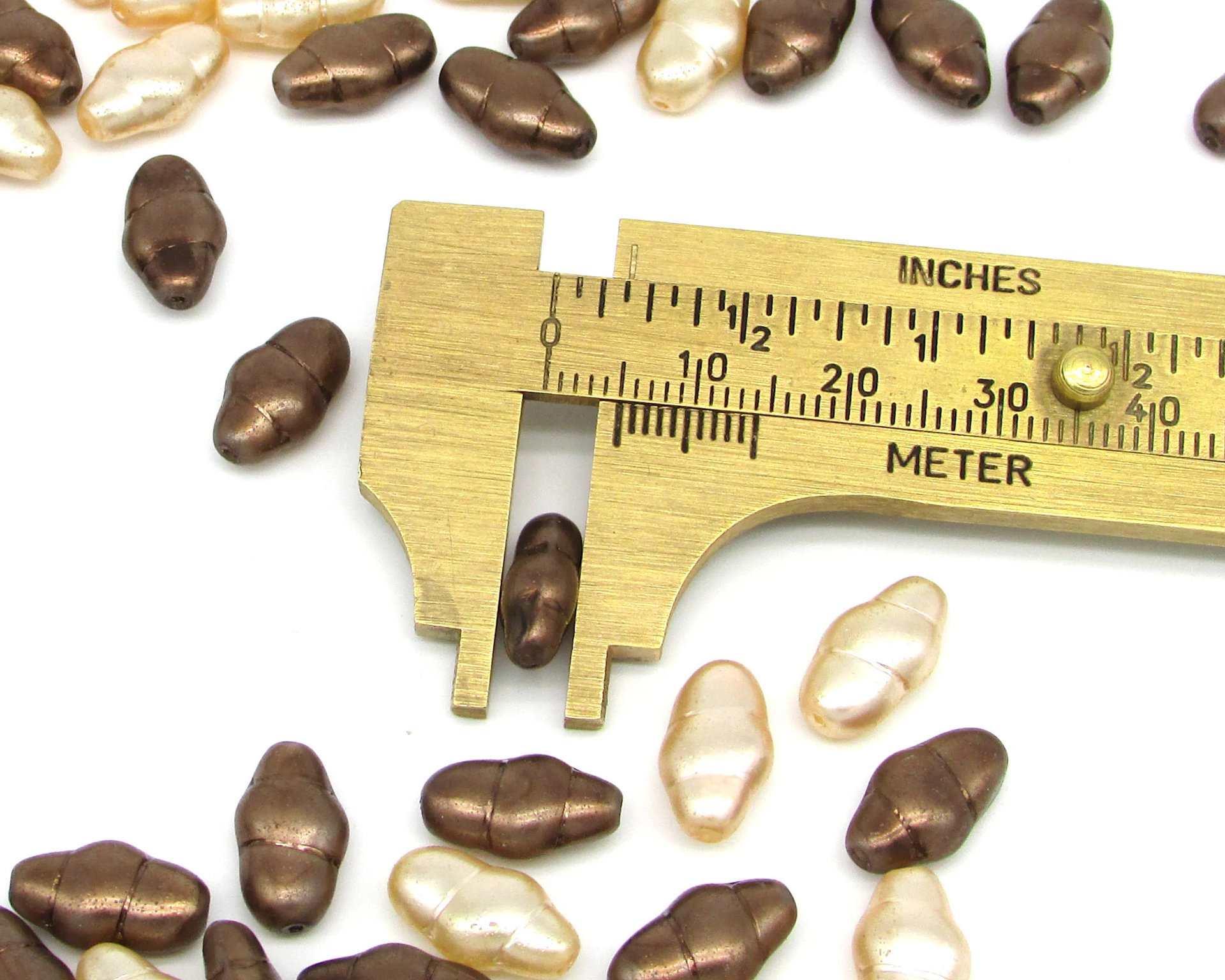 13x7mm Flat Swirl Beads, Opaque Czech Glass Faux Pearl Mix