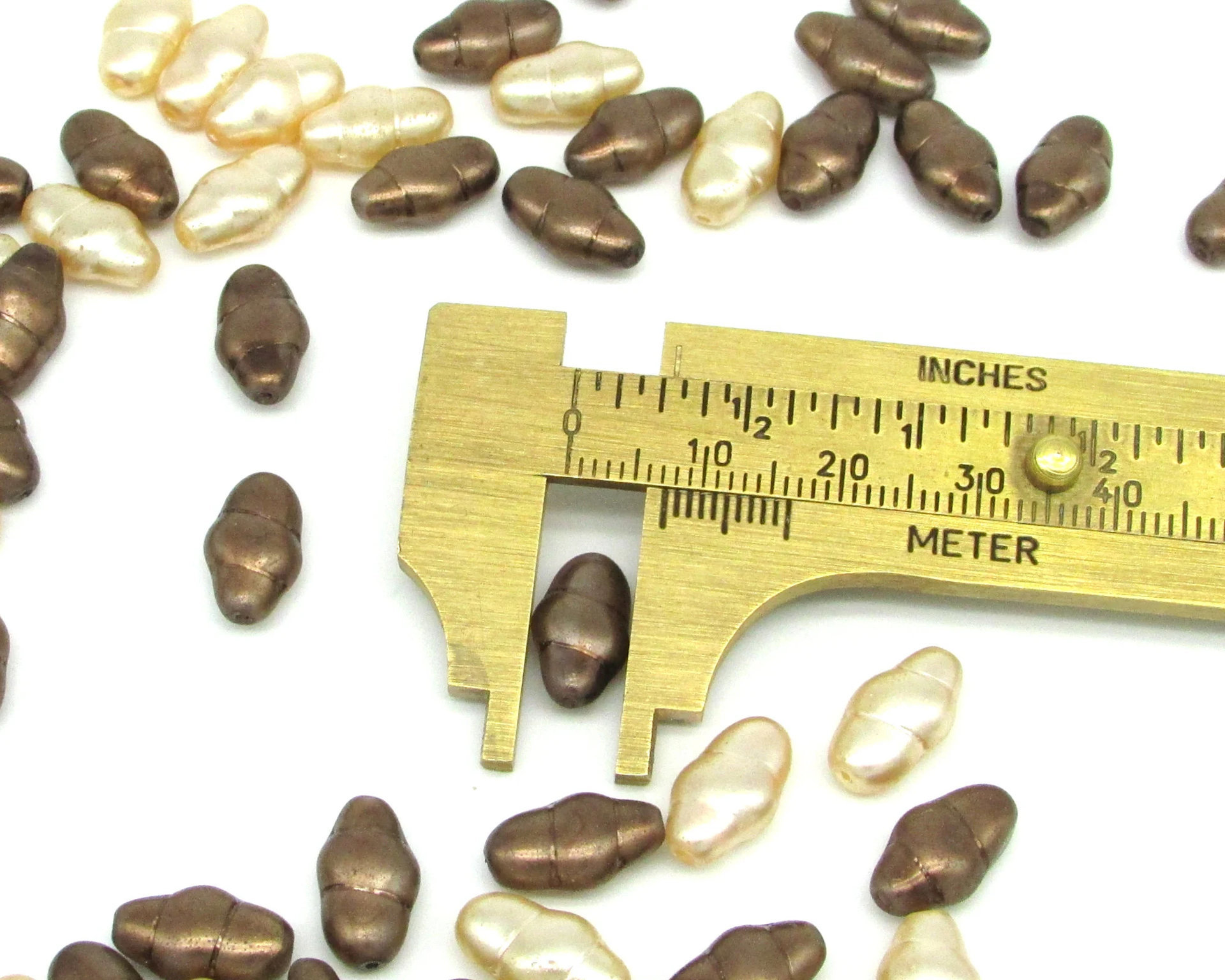 13x7mm Flat Swirl Beads, Opaque Czech Glass Faux Pearl Mix