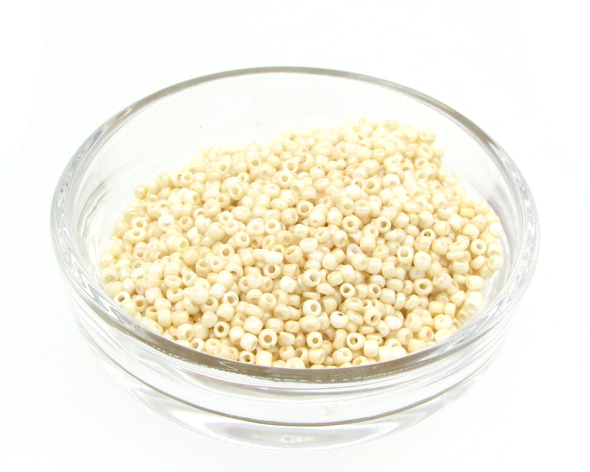 Cream Lustre 11/0 Seed Beads, Opaque Pale Beige Mini Rocailles, Tiny Round Spacers (25g)