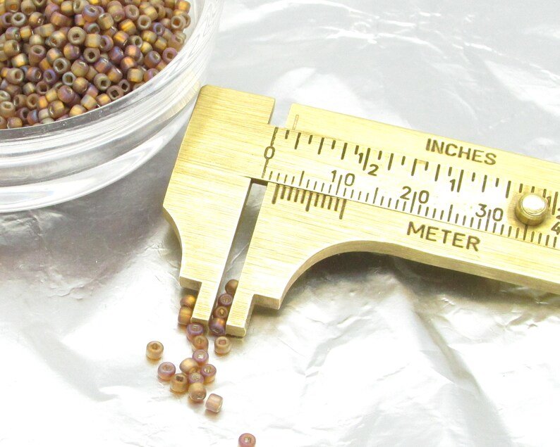Vintage 11/0 Seed Beads, Frosted Dark Topaz, Silver Lined (28g)
