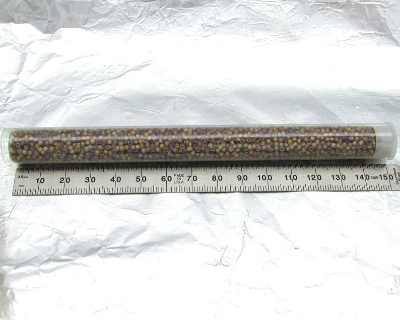 Vintage 11/0 Seed Beads, Frosted Dark Topaz, Silver Lined (28g)
