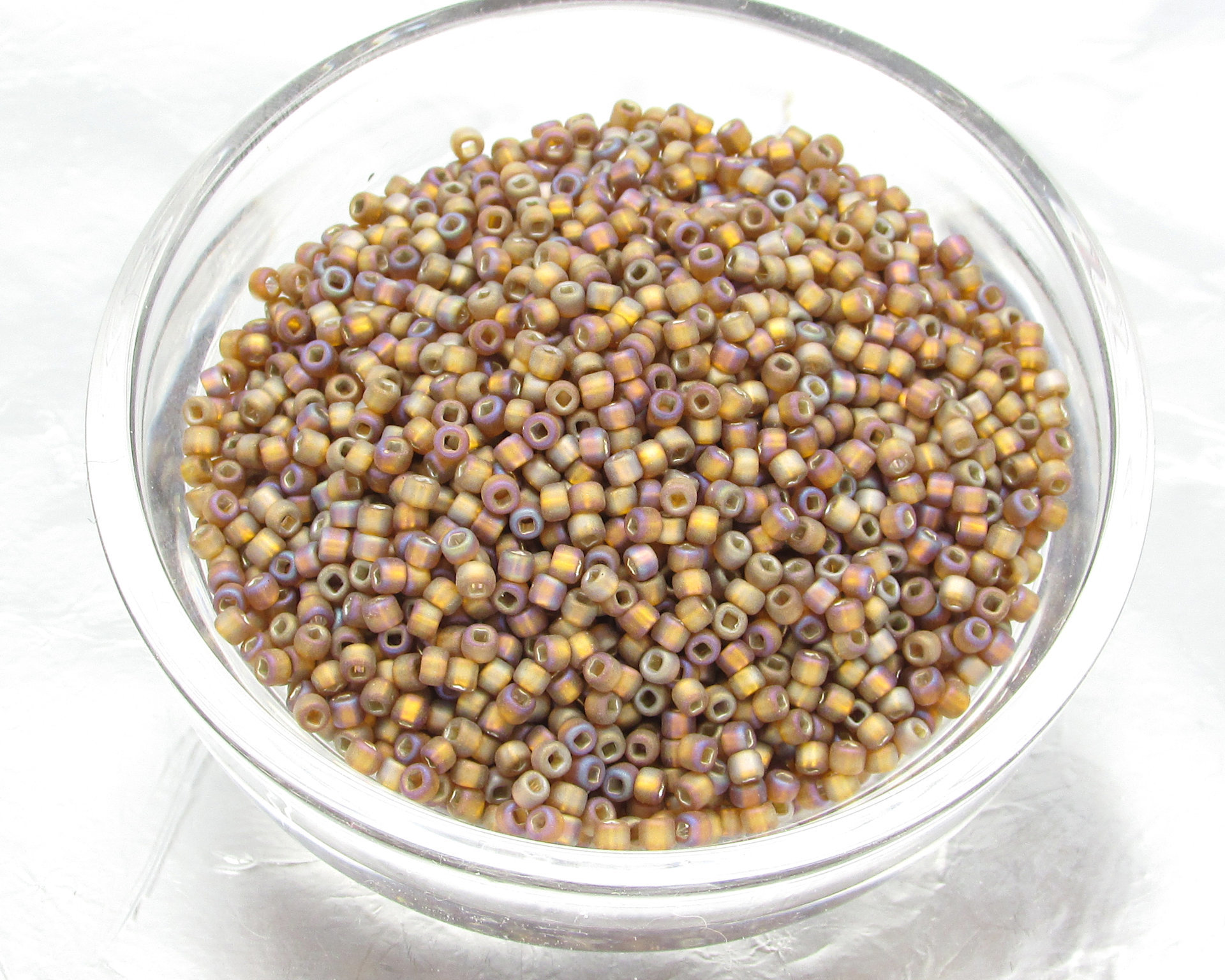 Vintage 11/0 Seed Beads, Frosted Dark Topaz, Silver Lined (28g)