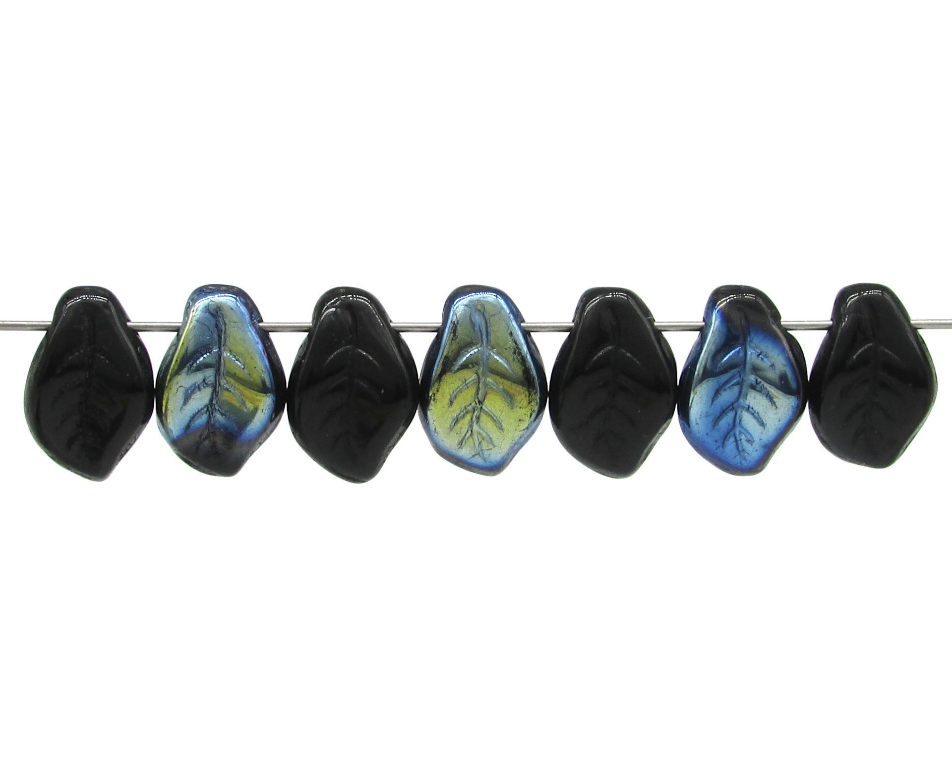 14.5x10mm Curved Leaves, Czech Pressed Glass Botanical Briolette Bead Mix