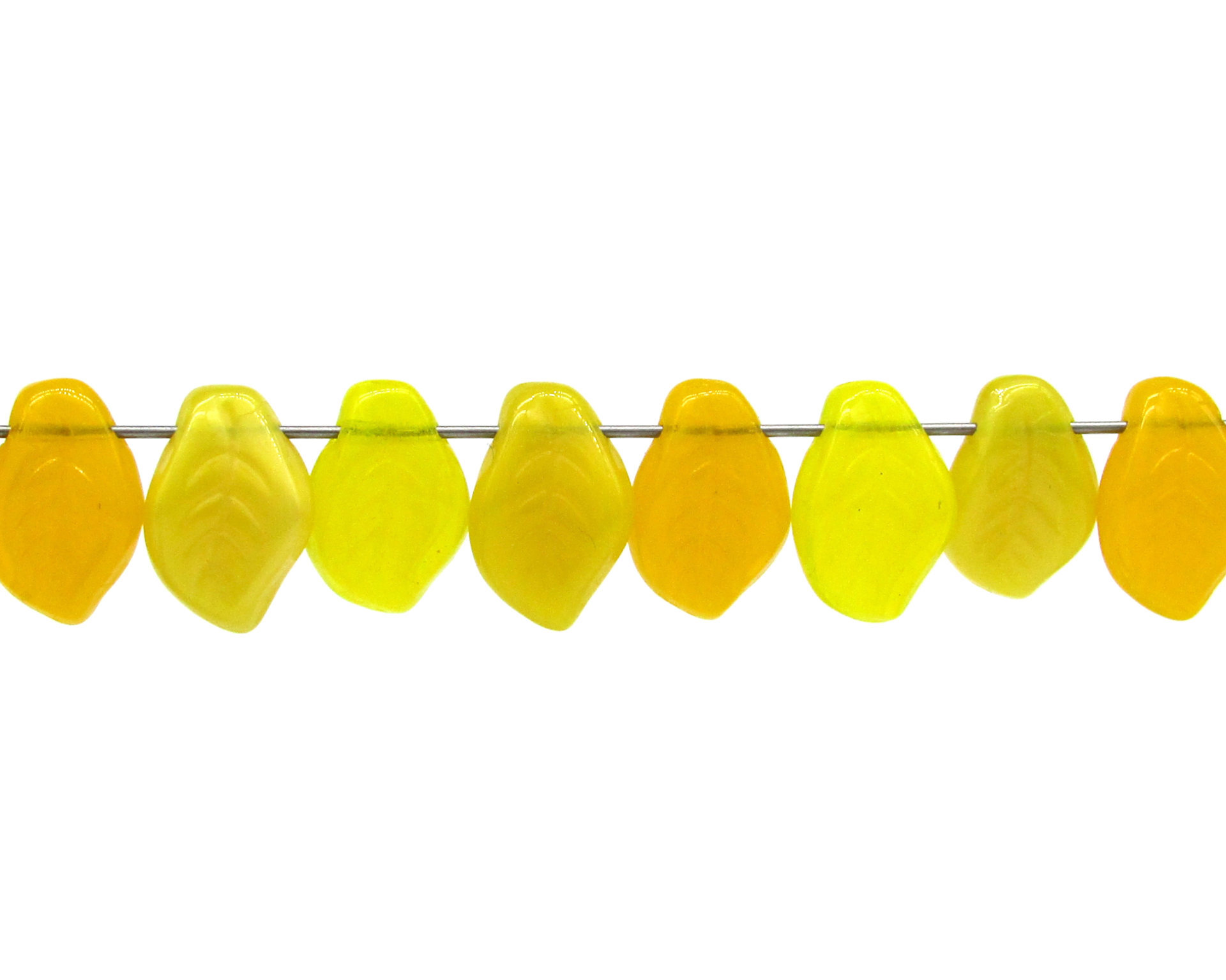 14.5x10mm Curved Leaves, Czech Pressed Glass Botanical Briolette Bead Mix