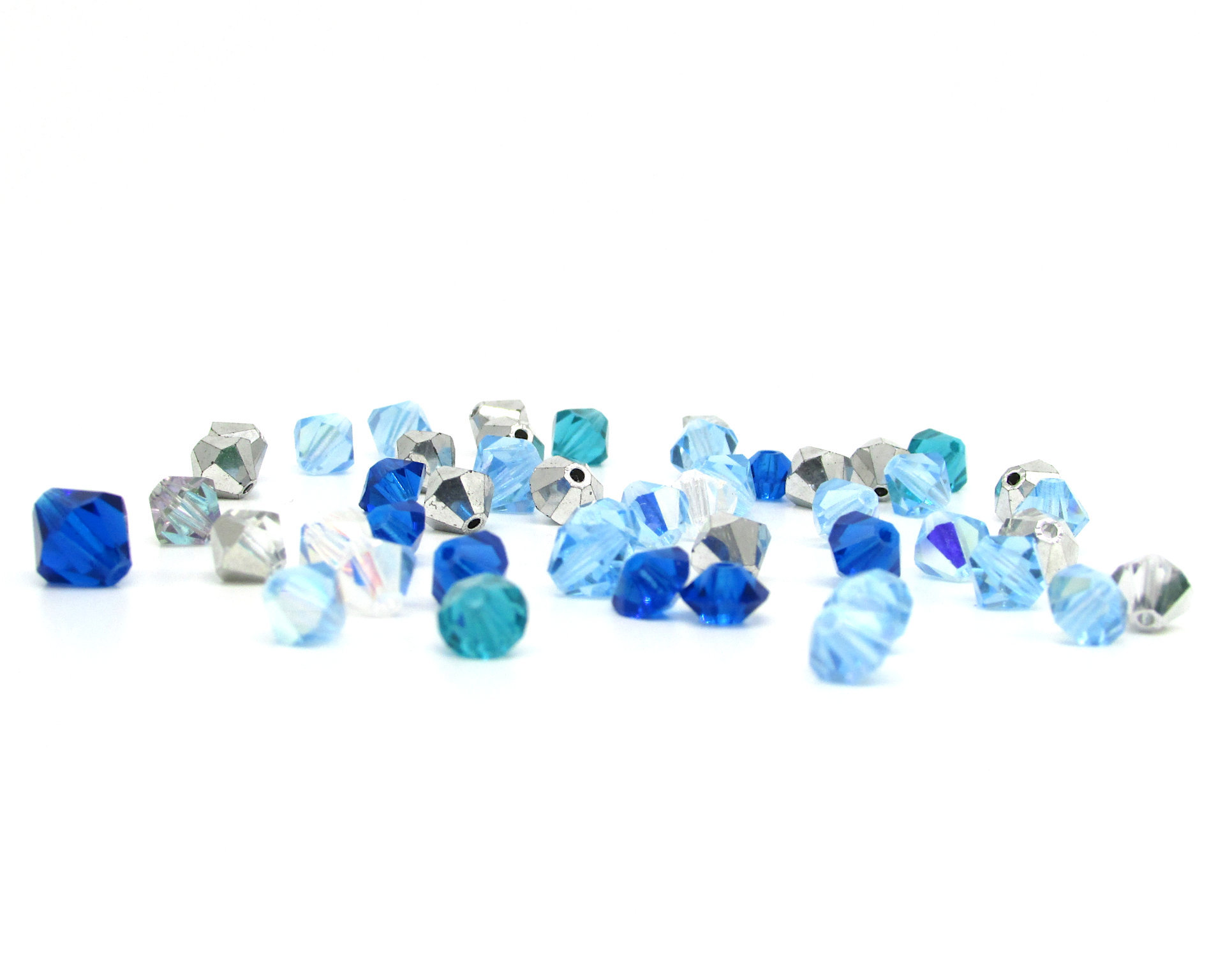 Czech Crystal Bead Mix, 4.5-8mm Faceted Bicone Assortment (48)
