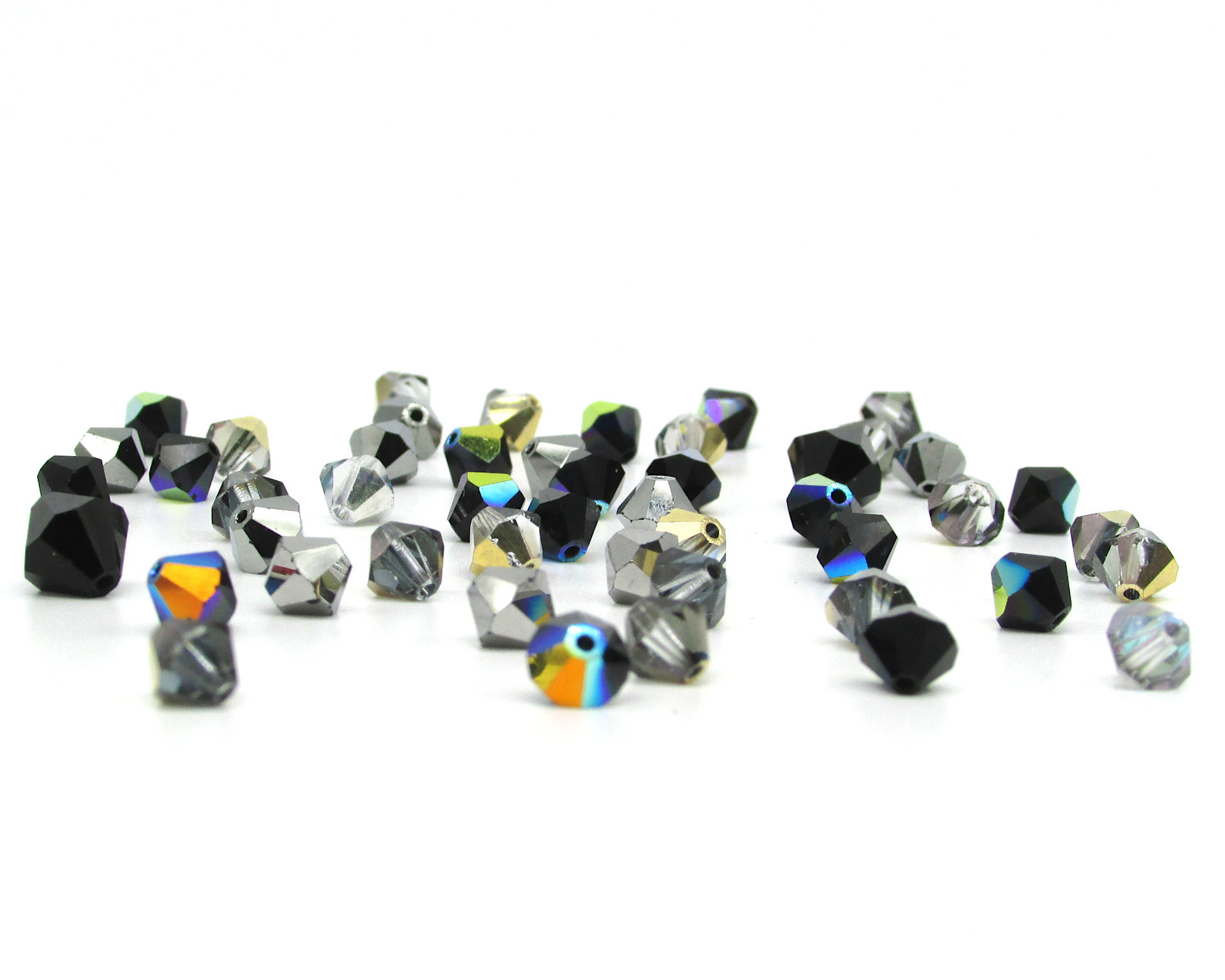 Czech Crystal Bead Mix, 4.5-8mm Faceted Bicone Assortment (48)