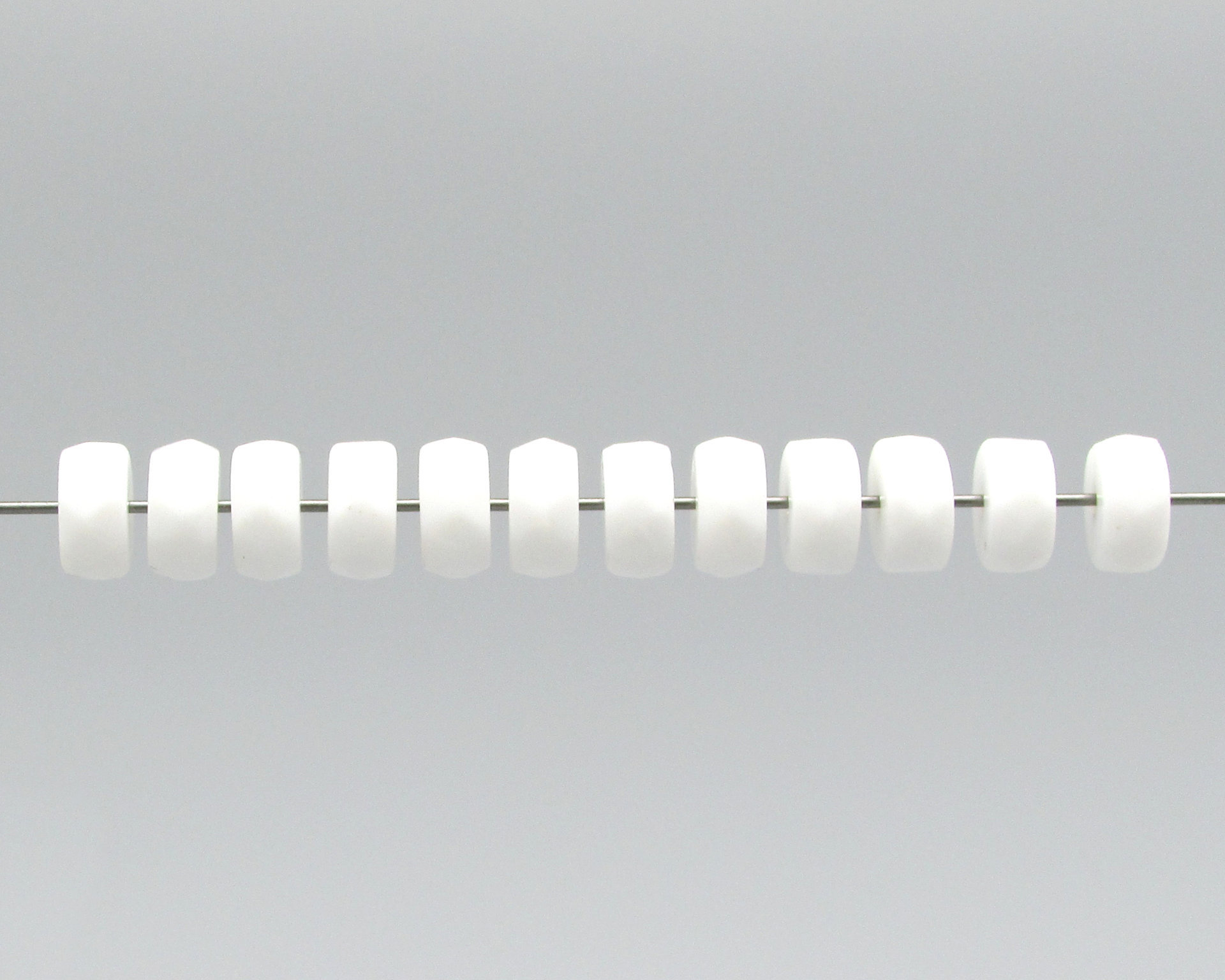 4x8mm Faceted Rondelles, Opaque White Czech Glass Beads (28)
