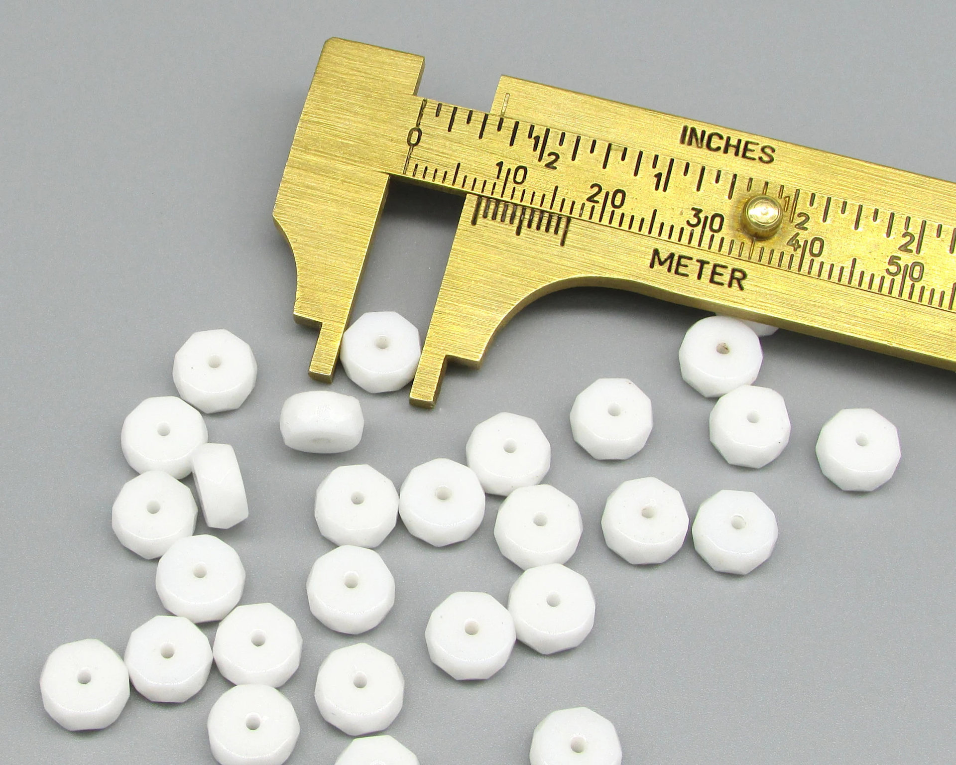 4x8mm Faceted Rondelles, Opaque White Czech Glass Beads (28)