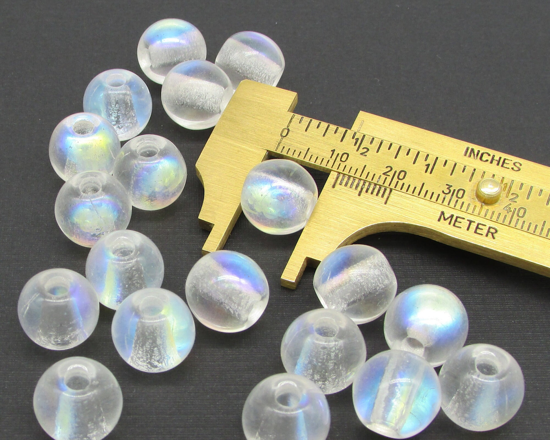 12mm Round Beads, Crystal AB Large Hole Czech Glass Rondelles