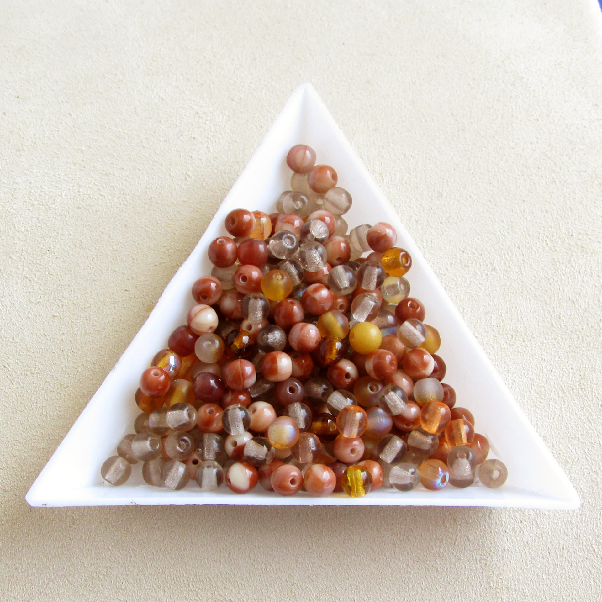 4mm Druk Round Glass Bead Mixes