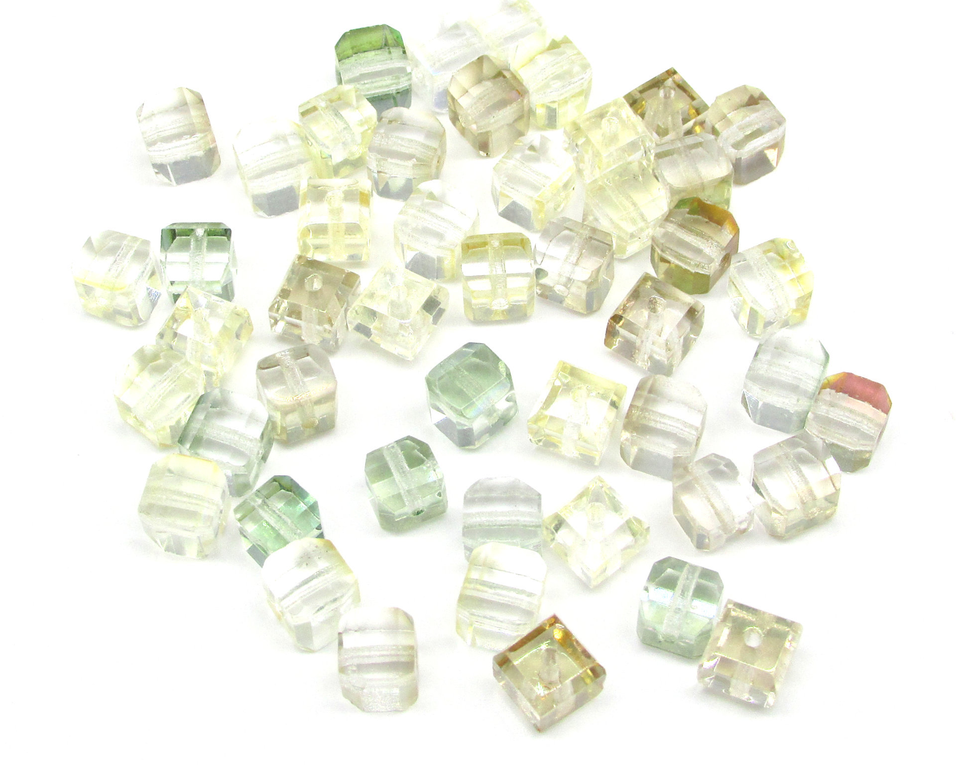 Machine Cut Bead Mix, Preciosa Crystal Faceted Cube Spacers