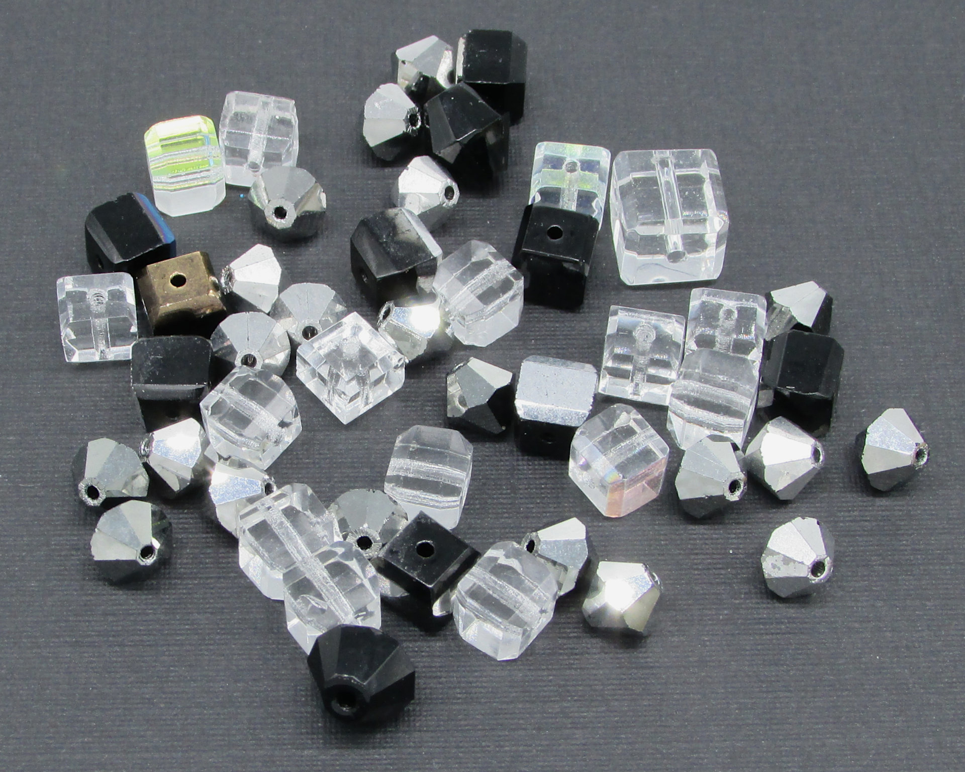 Machine Cut Bead Mix, Preciosa Crystal Faceted Cube Spacers