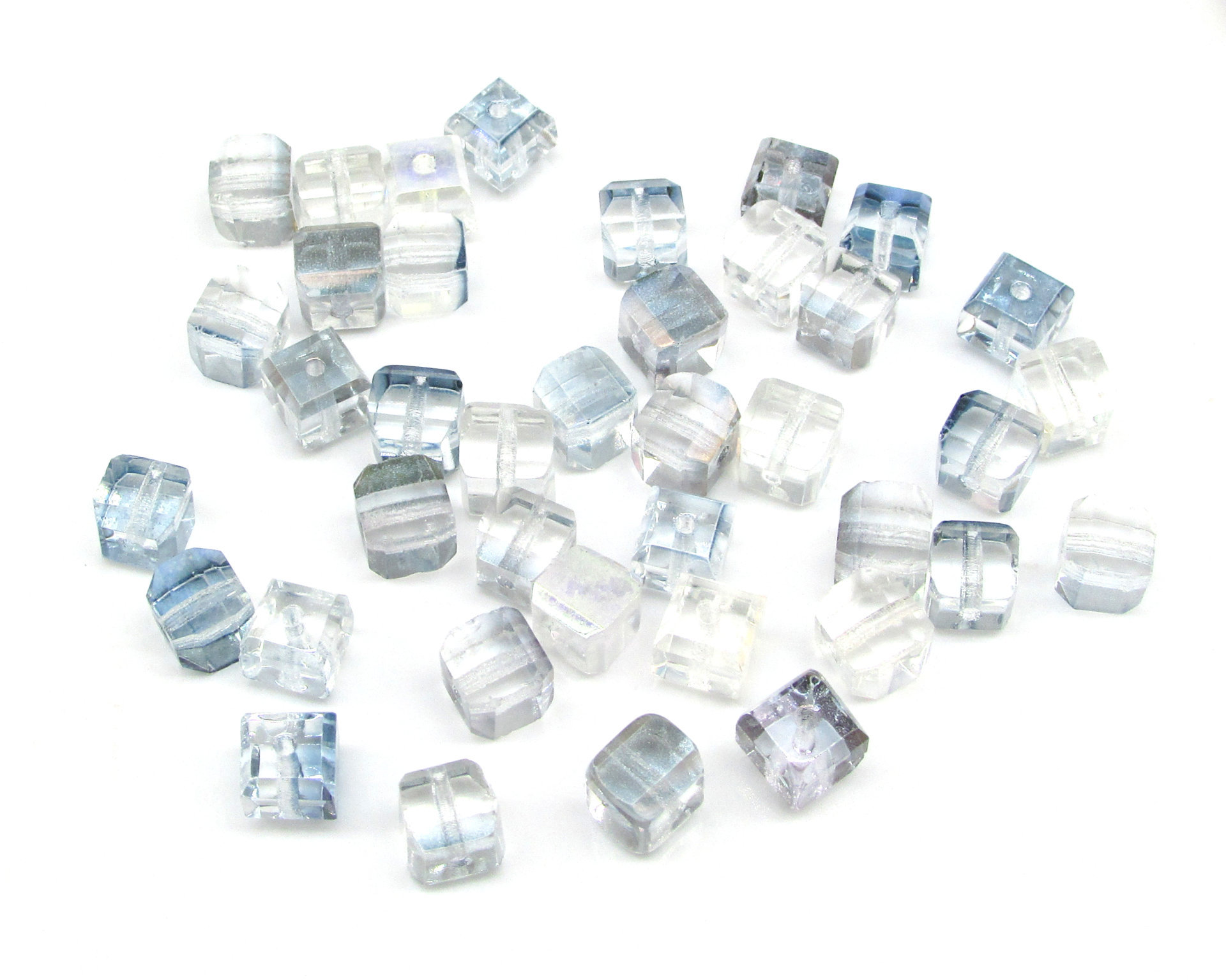 Machine Cut Bead Mix, Preciosa Crystal Faceted Cube Spacers