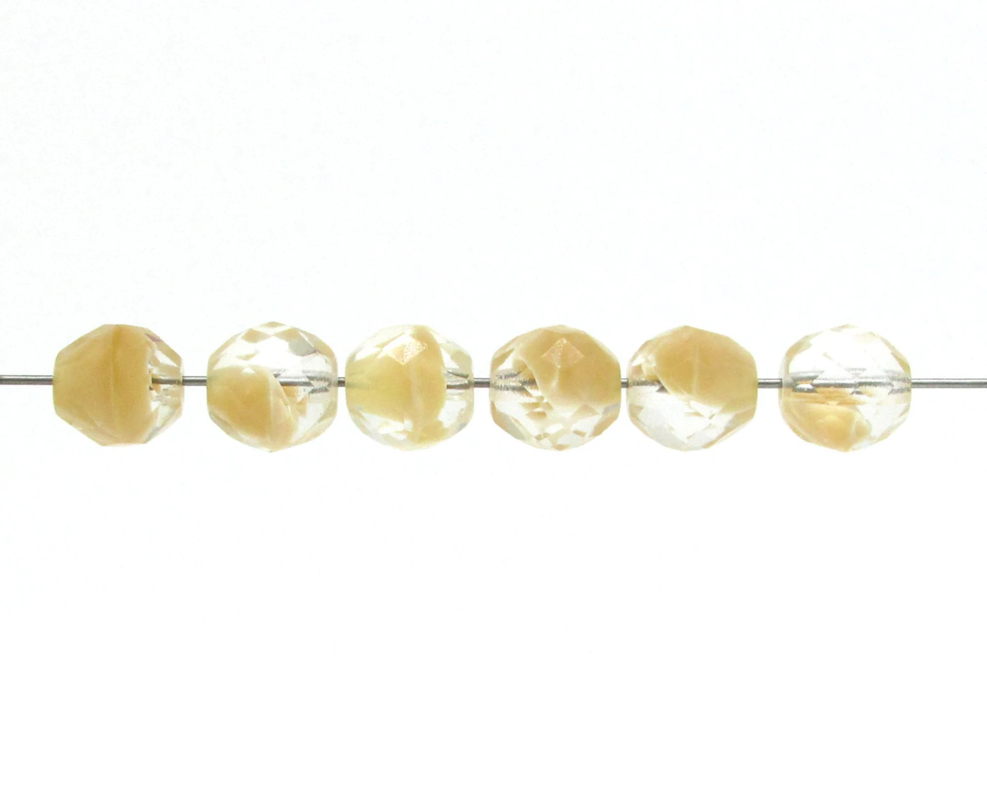 10mm Faceted Rounds, Fire Polished Czech Givre Beads