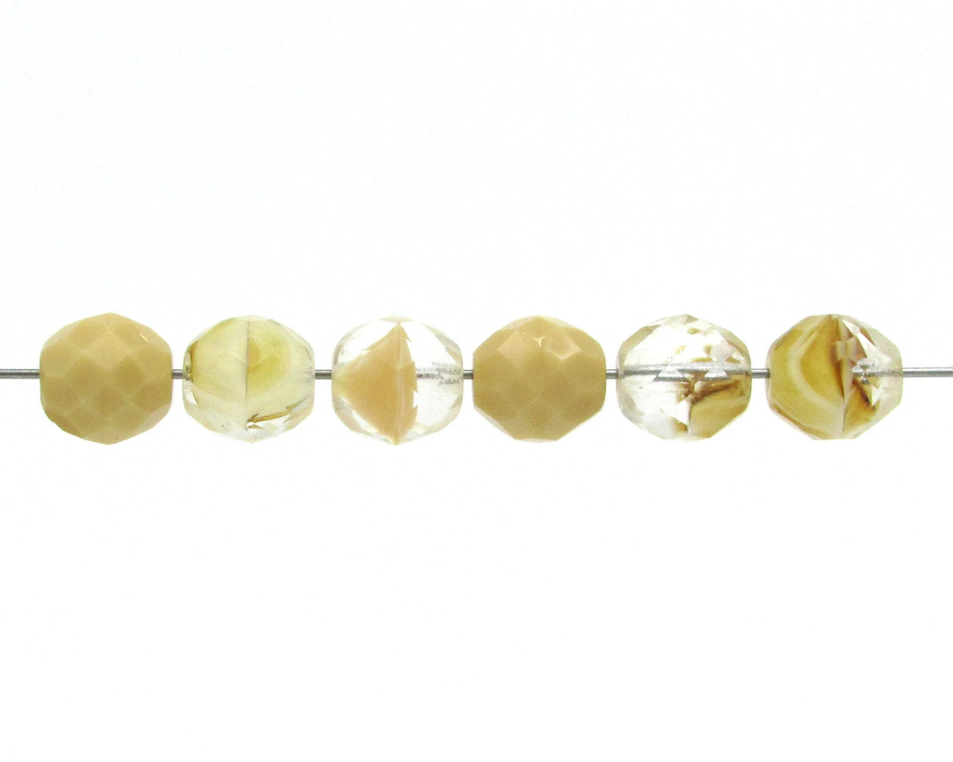 10mm Faceted Rounds, Fire Polished Czech Givre Beads