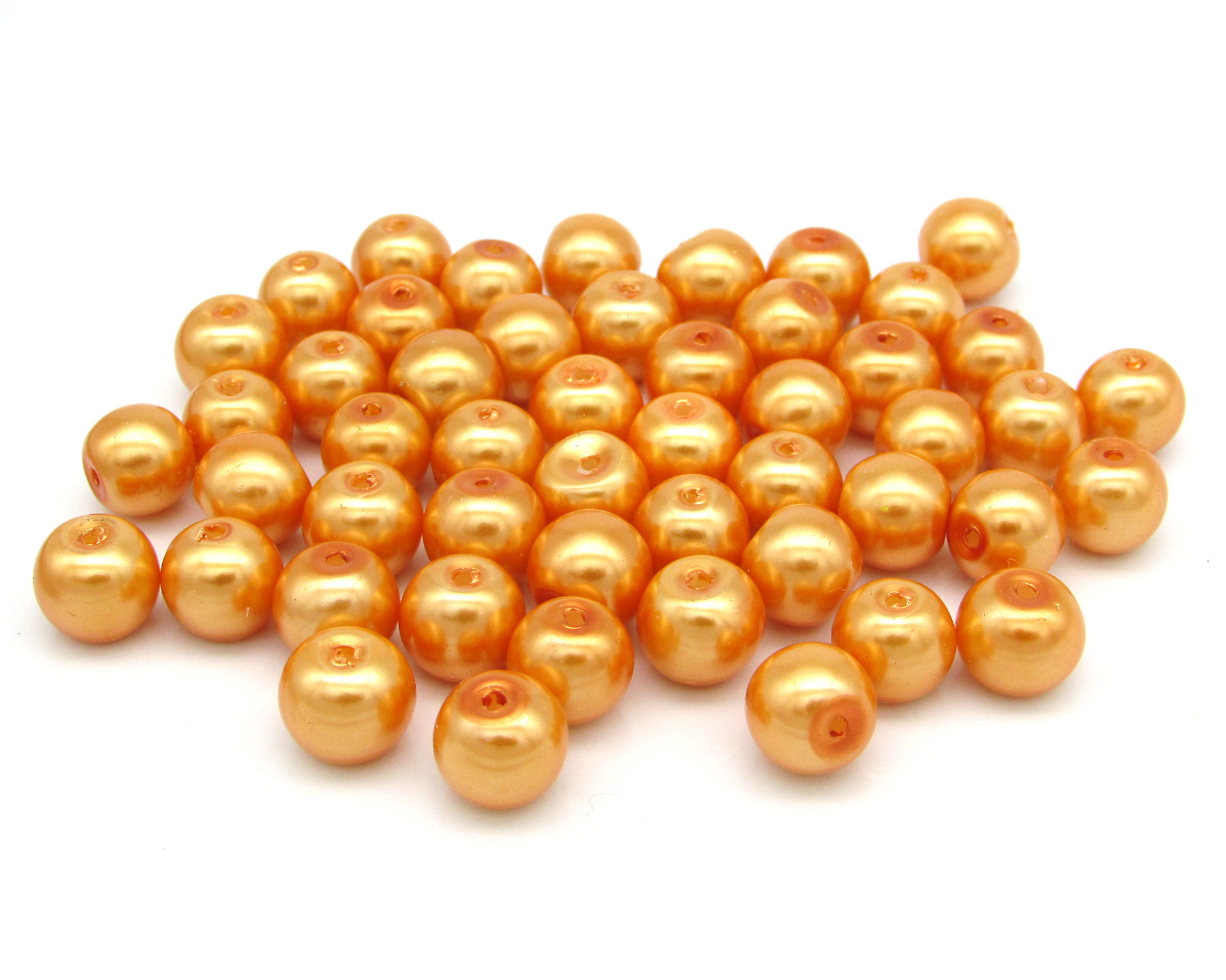 8mm Orange Glass Pearl Beads