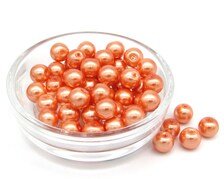 8mm Orange Glass Pearl Beads