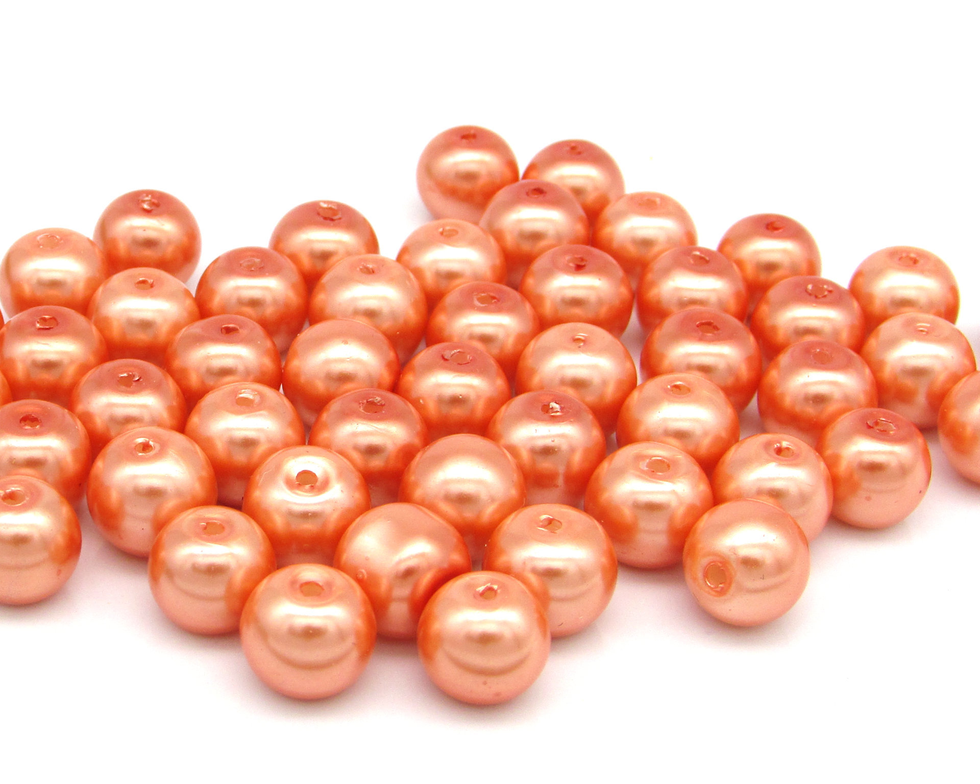 8mm Orange Glass Pearl Beads