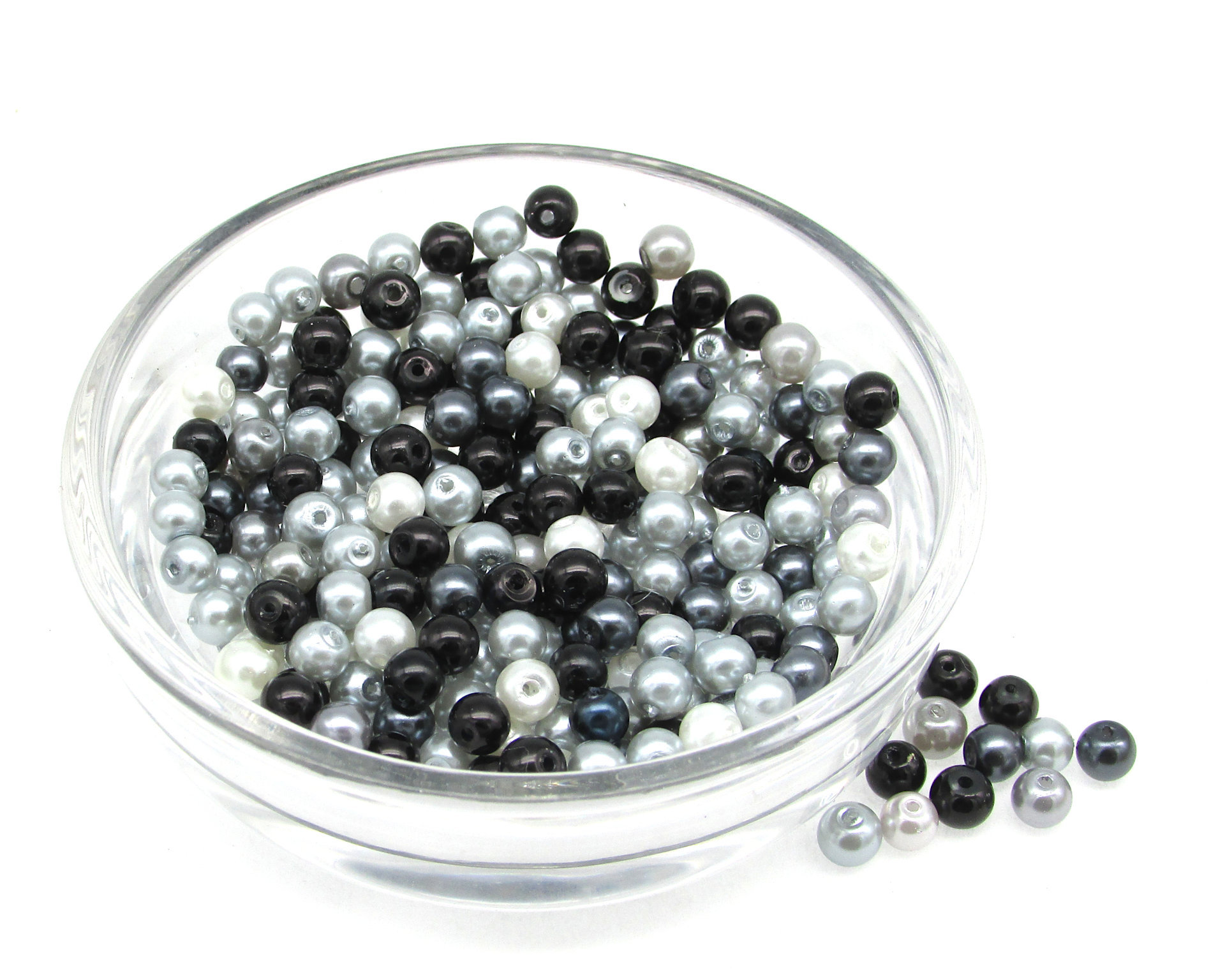 4mm Round Glass Pearls in Assorted Neutral Shades (20g)