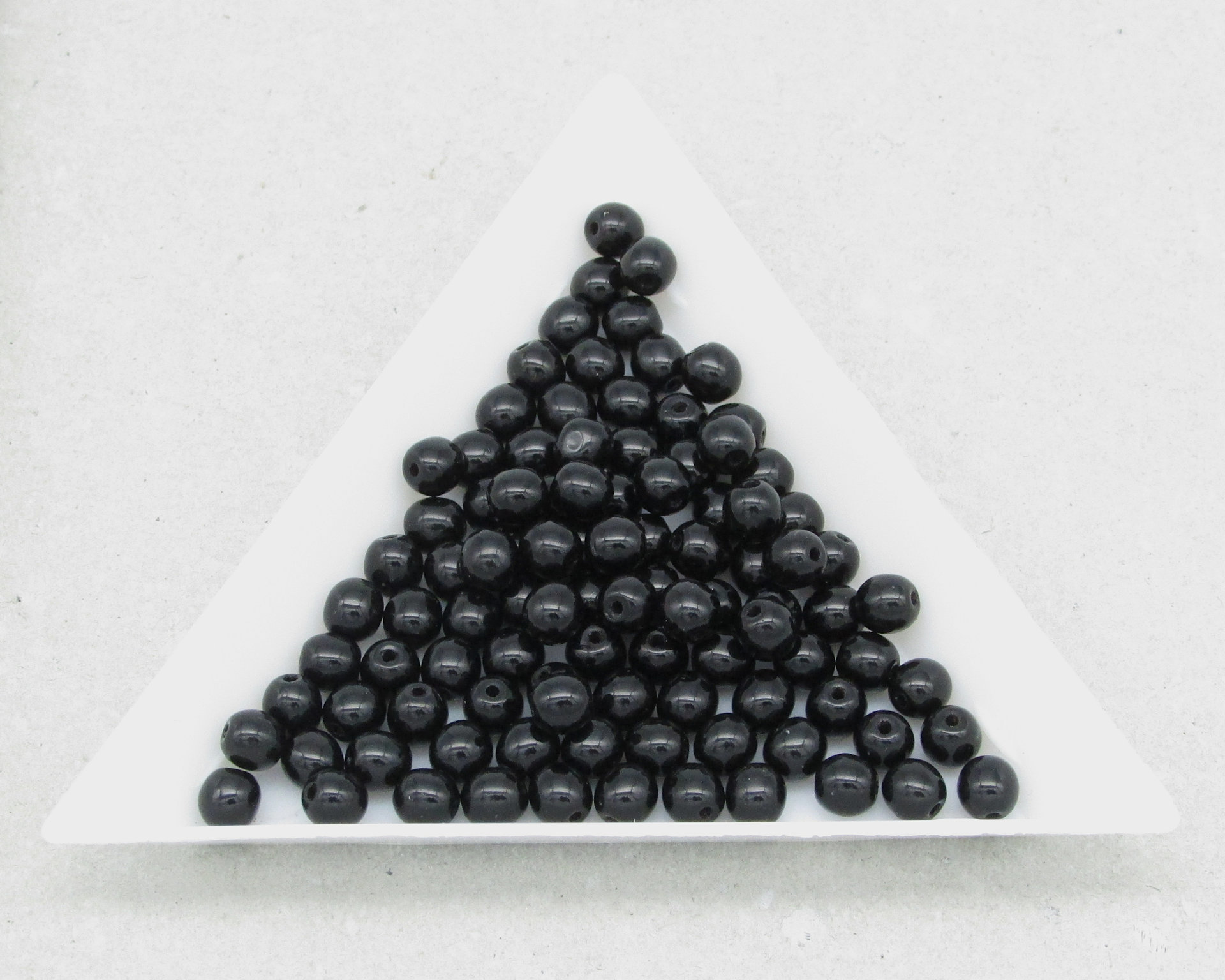 Round Black Beads, 4mm 6mm Czech Pressed Glass Druk Spacers