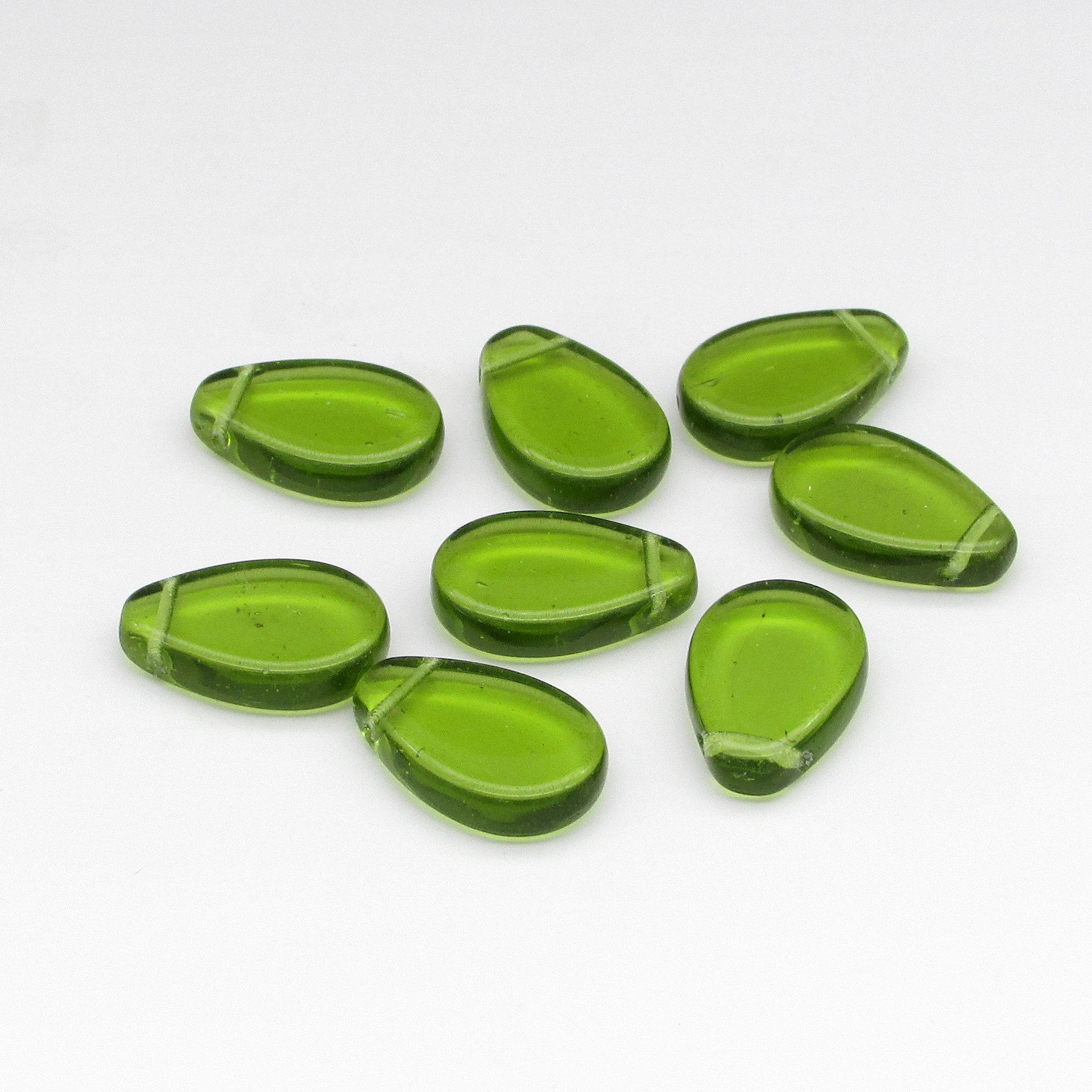 18x12.5mm Flat Teardrops, Vintage Czech Glass Beads