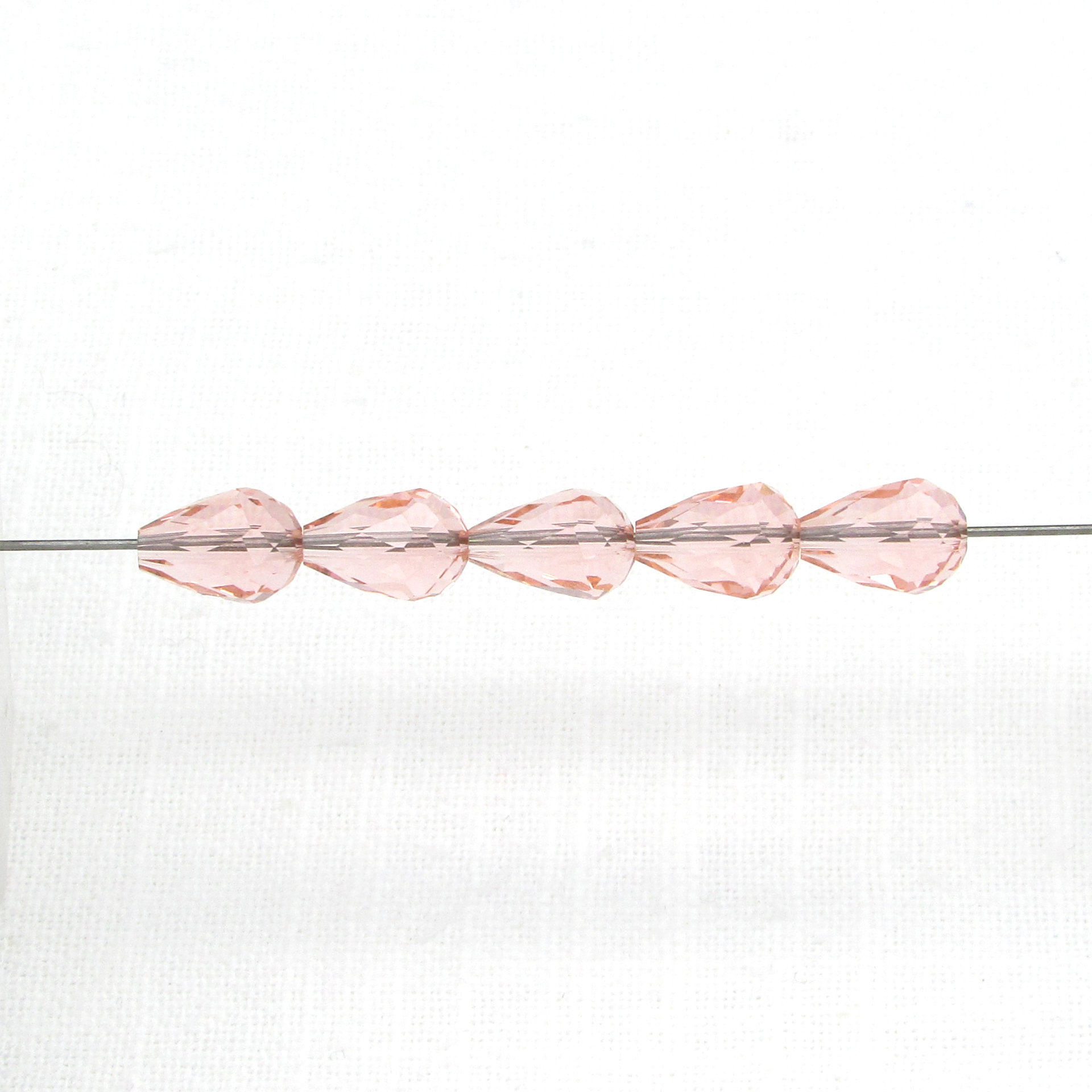 12x8mm Translucent Rosaline Teardrop Glass Beads