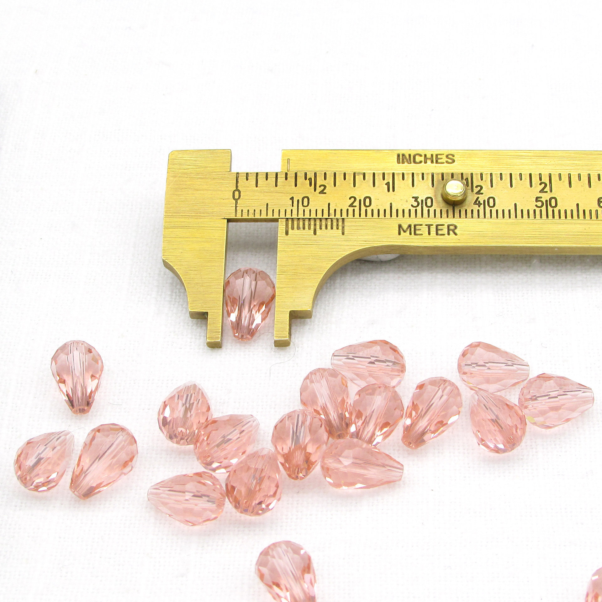 12x8mm Translucent Rosaline Teardrop Glass Beads