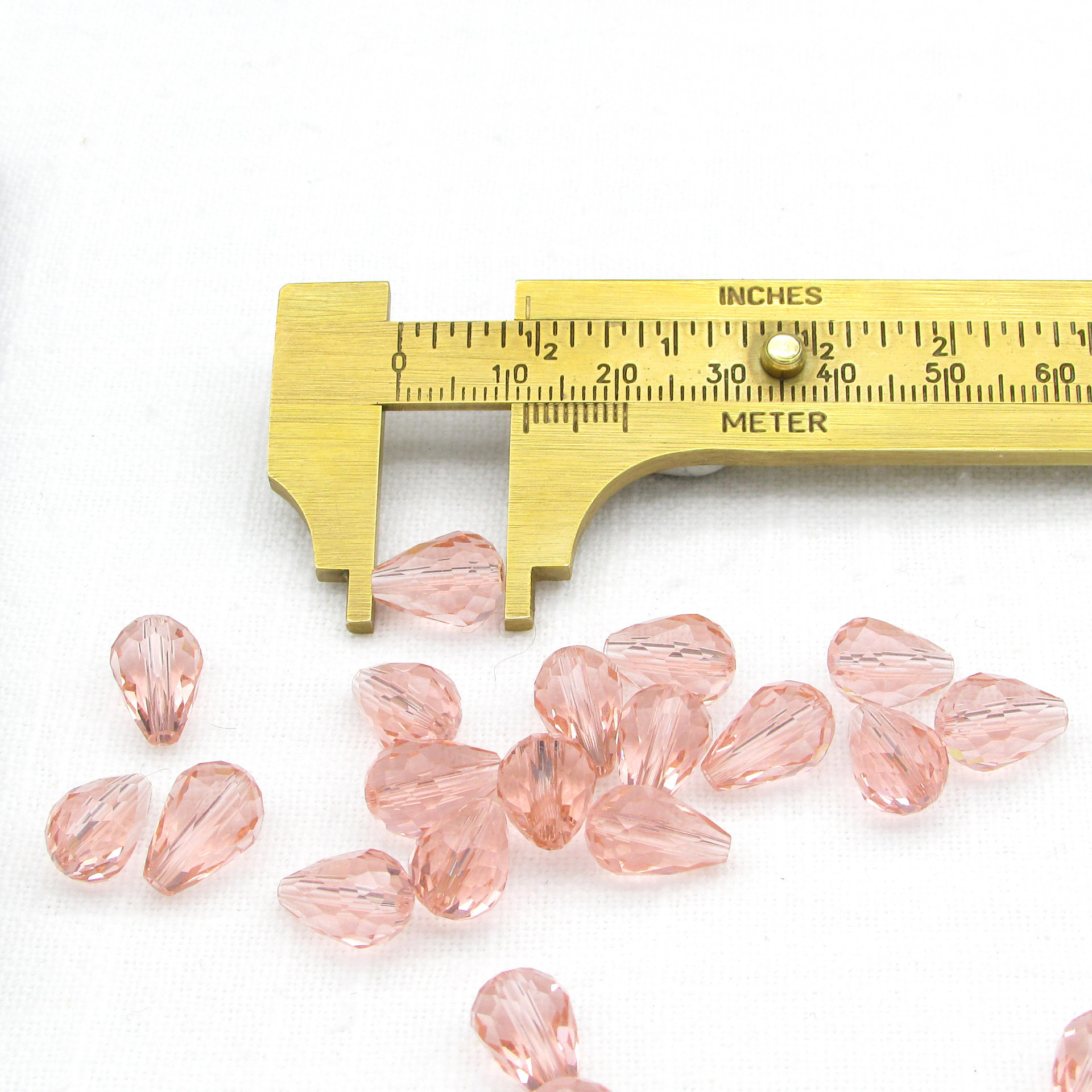 12x8mm Translucent Rosaline Teardrop Glass Beads