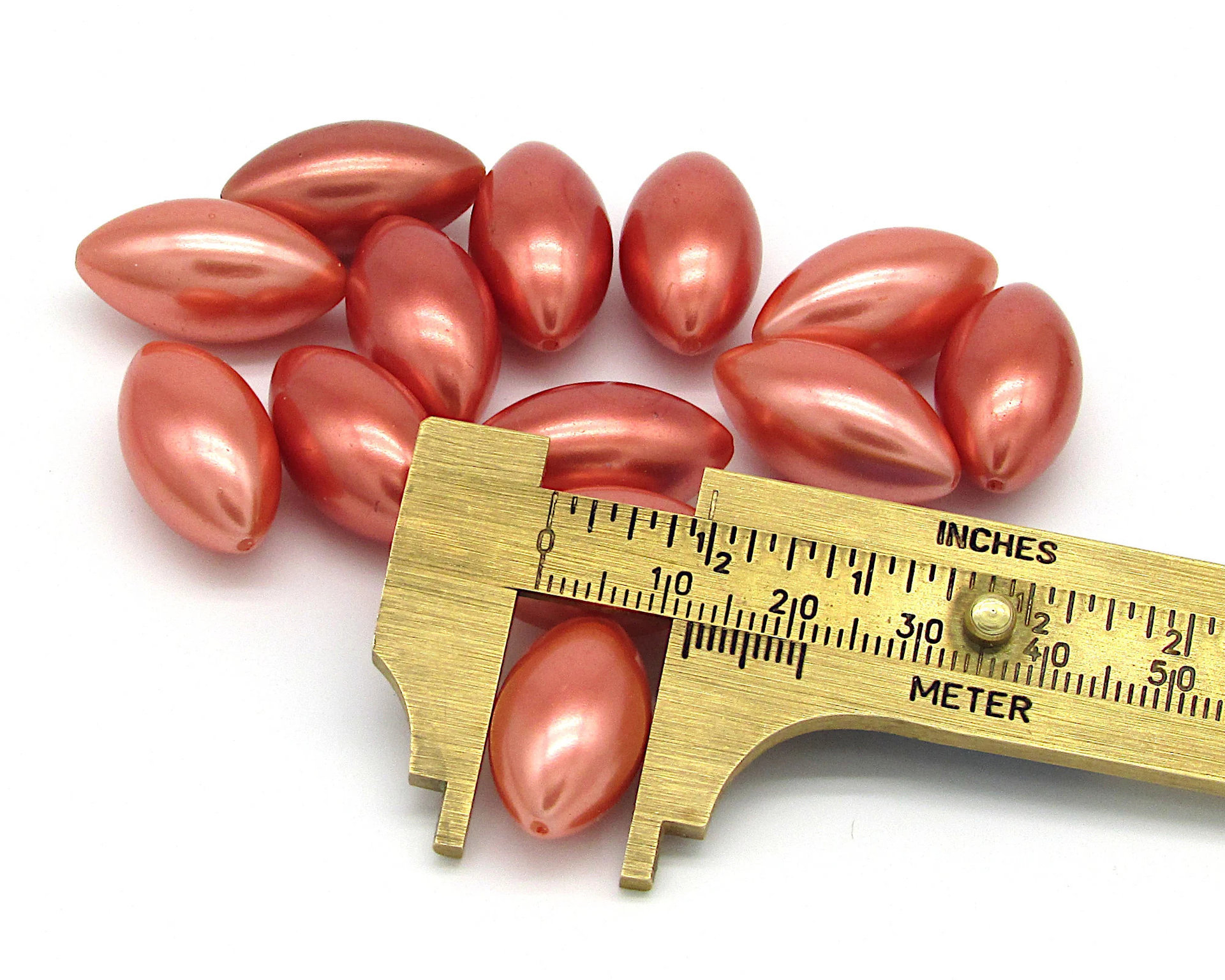 Vintage 23x12mm Oval Metallic Copper Plastic Pearls
