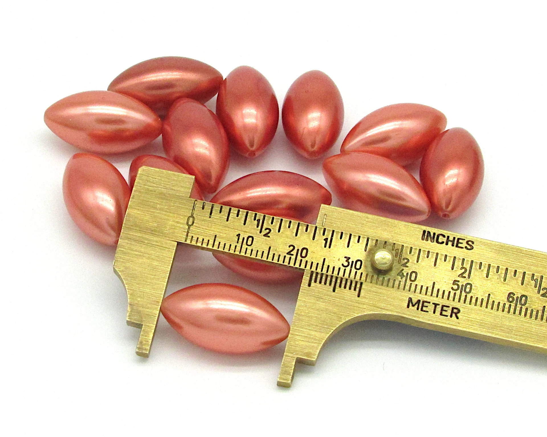 Vintage 23x12mm Oval Metallic Copper Plastic Pearls