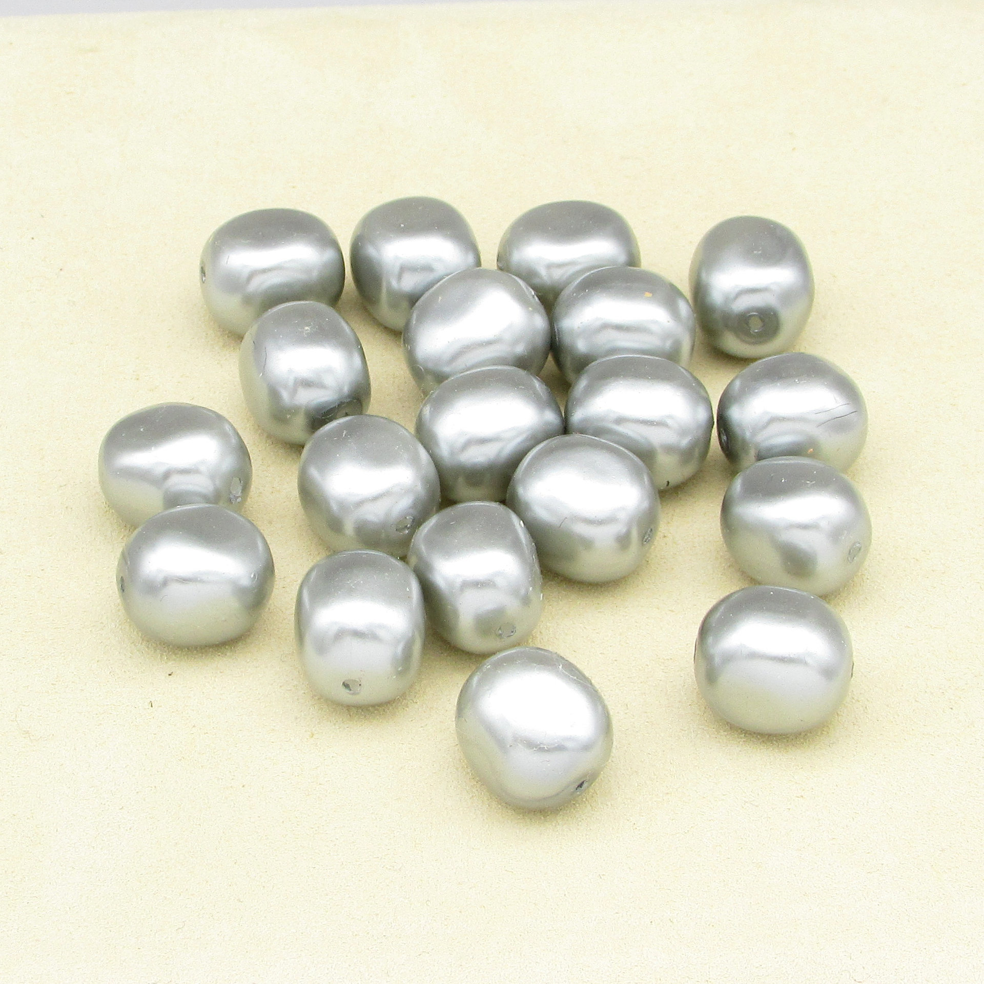 Silver 12mm Plastic Pearl Nugget Beads