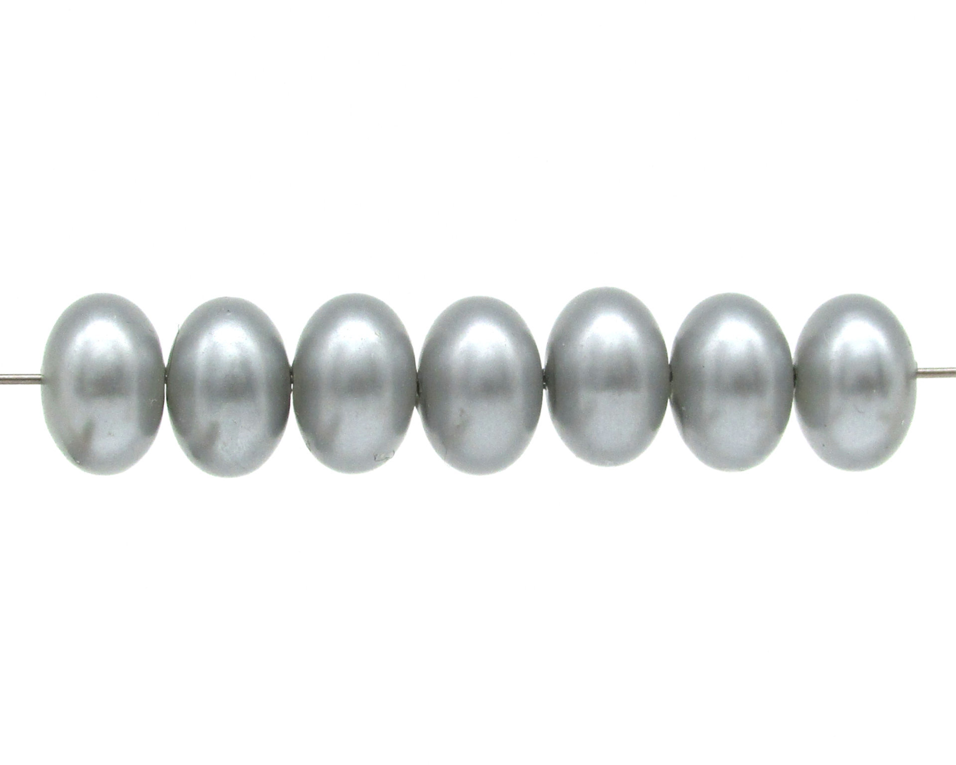 Opaque Gray 13x9mm Rondelles, Vintage Plastic Pearls