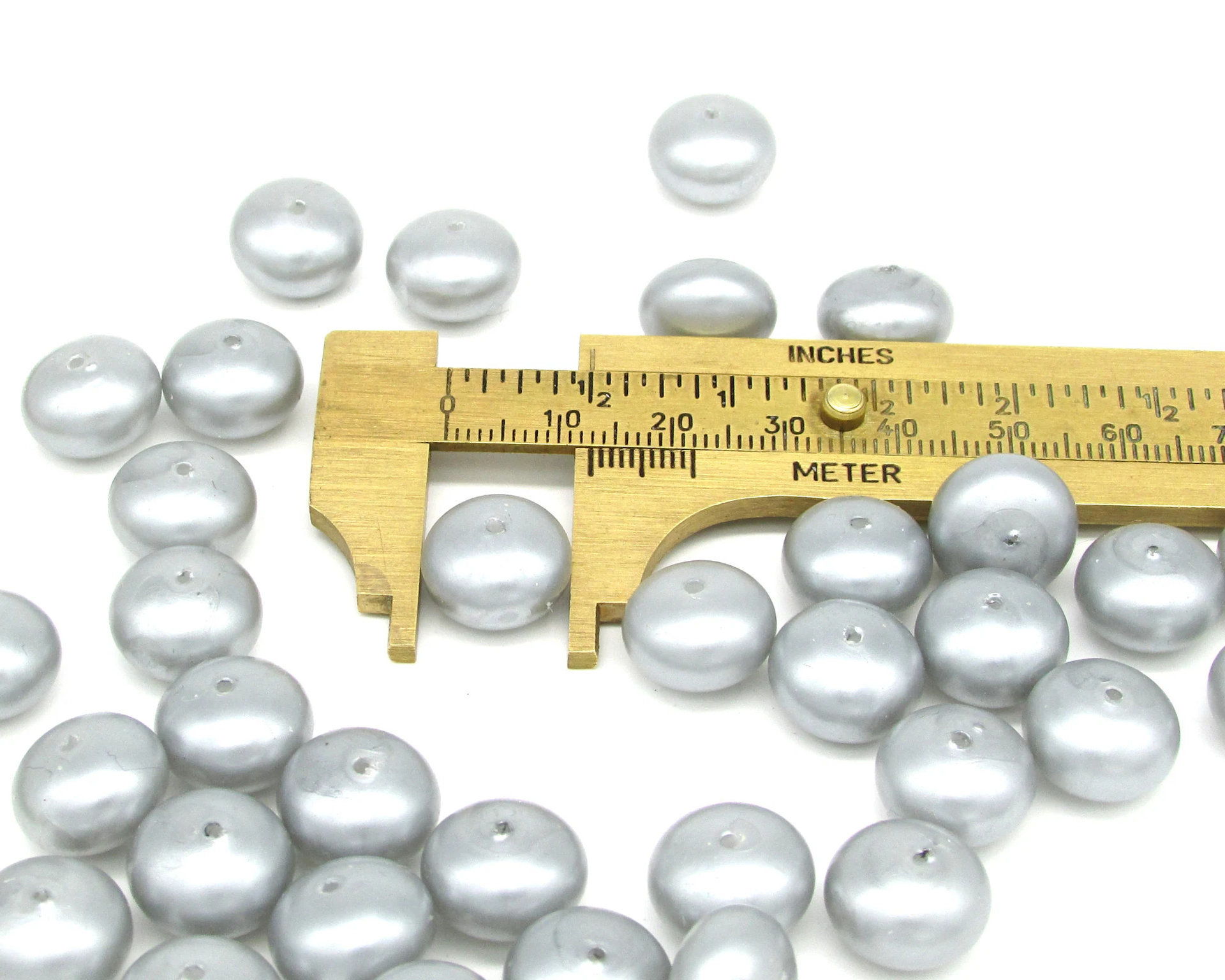 Opaque Gray 13x9mm Rondelles, Vintage Plastic Pearls