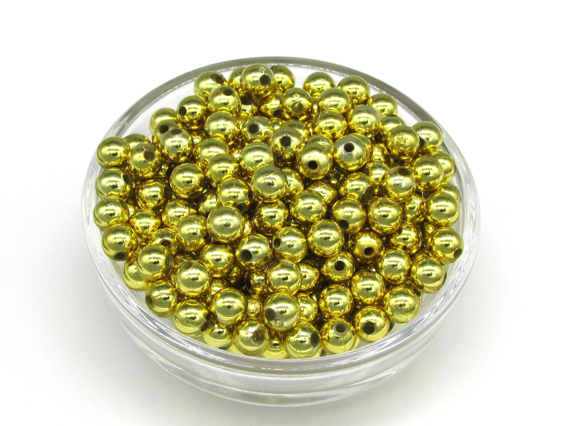 Vintage 6mm Round Metallic Gold Plated Plastic Beads