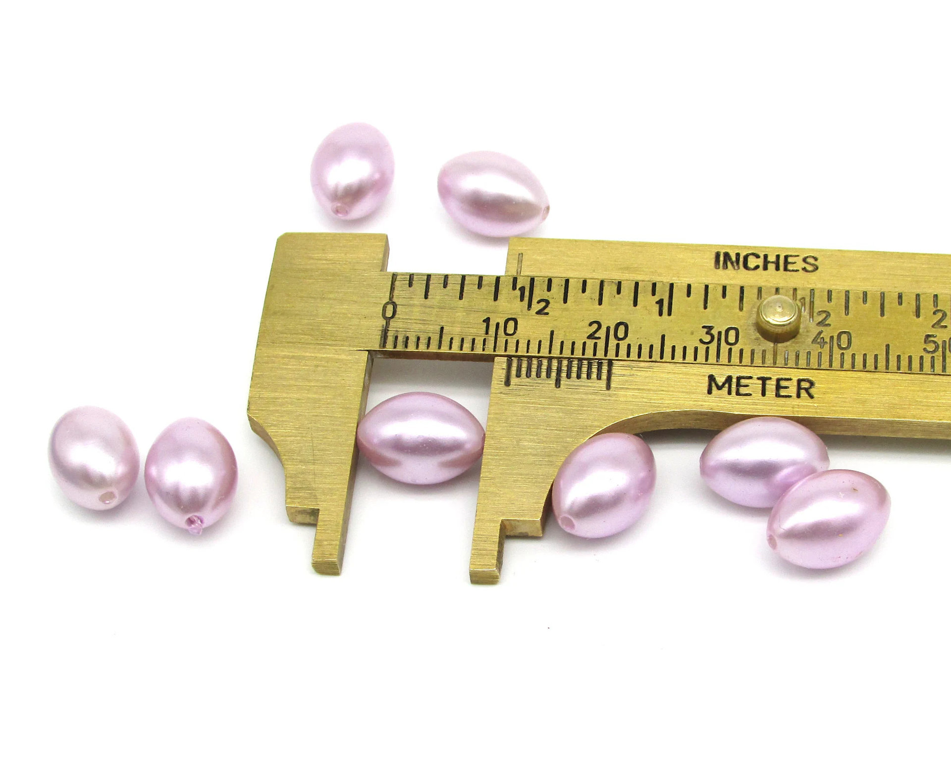 12x8.5mm Rice Beads, Vintage Light Purple Tapered Oval Plastic Faux Pearls (36)