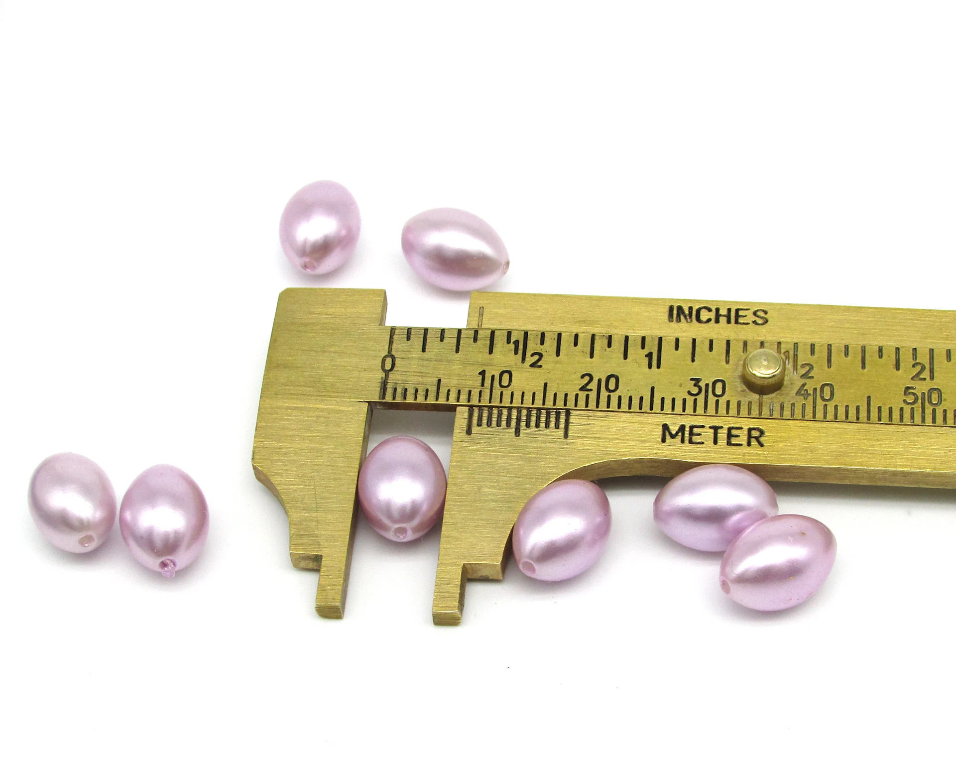 12x8.5mm Rice Beads, Vintage Light Purple Tapered Oval Plastic Faux Pearls (36)