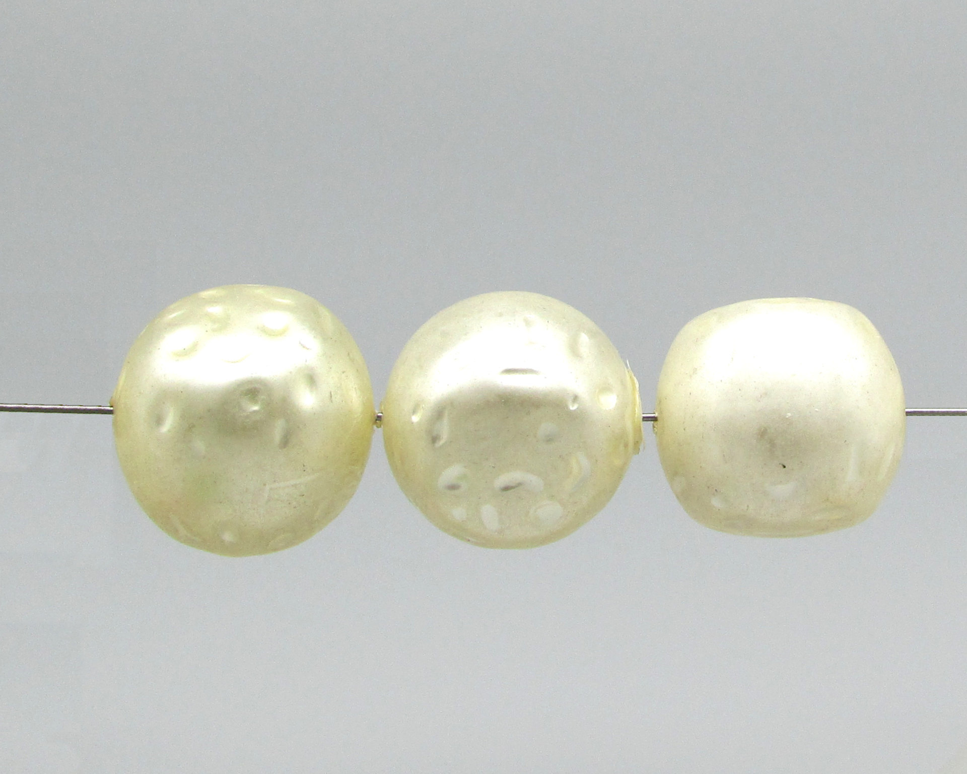 22mm Jumbo Cube Beads, Vintage Cream Lustre Baroque Faux Pearls