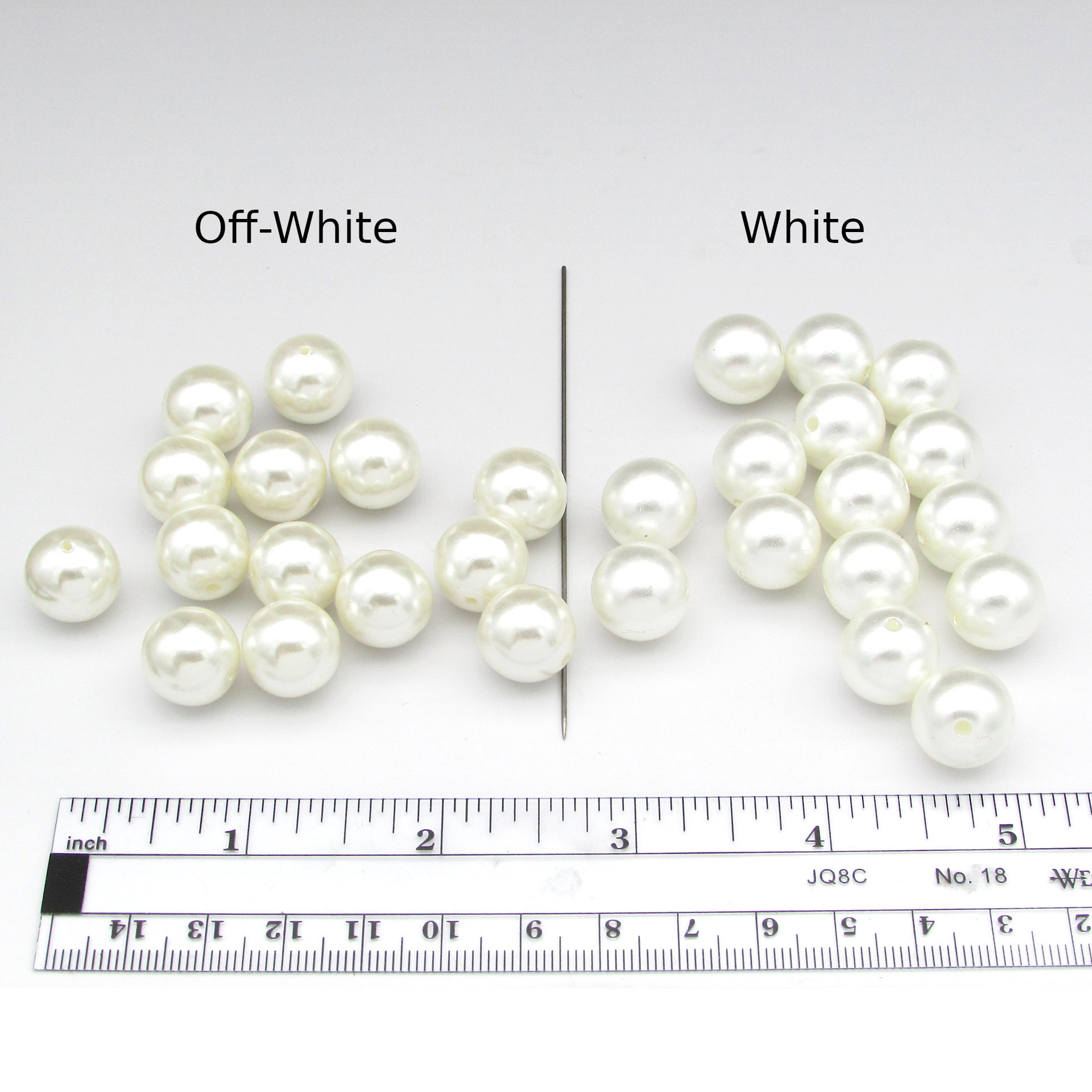 13.5mm Round White Faux Pearls, Vintage Opaque Lustre Plastic Beads
