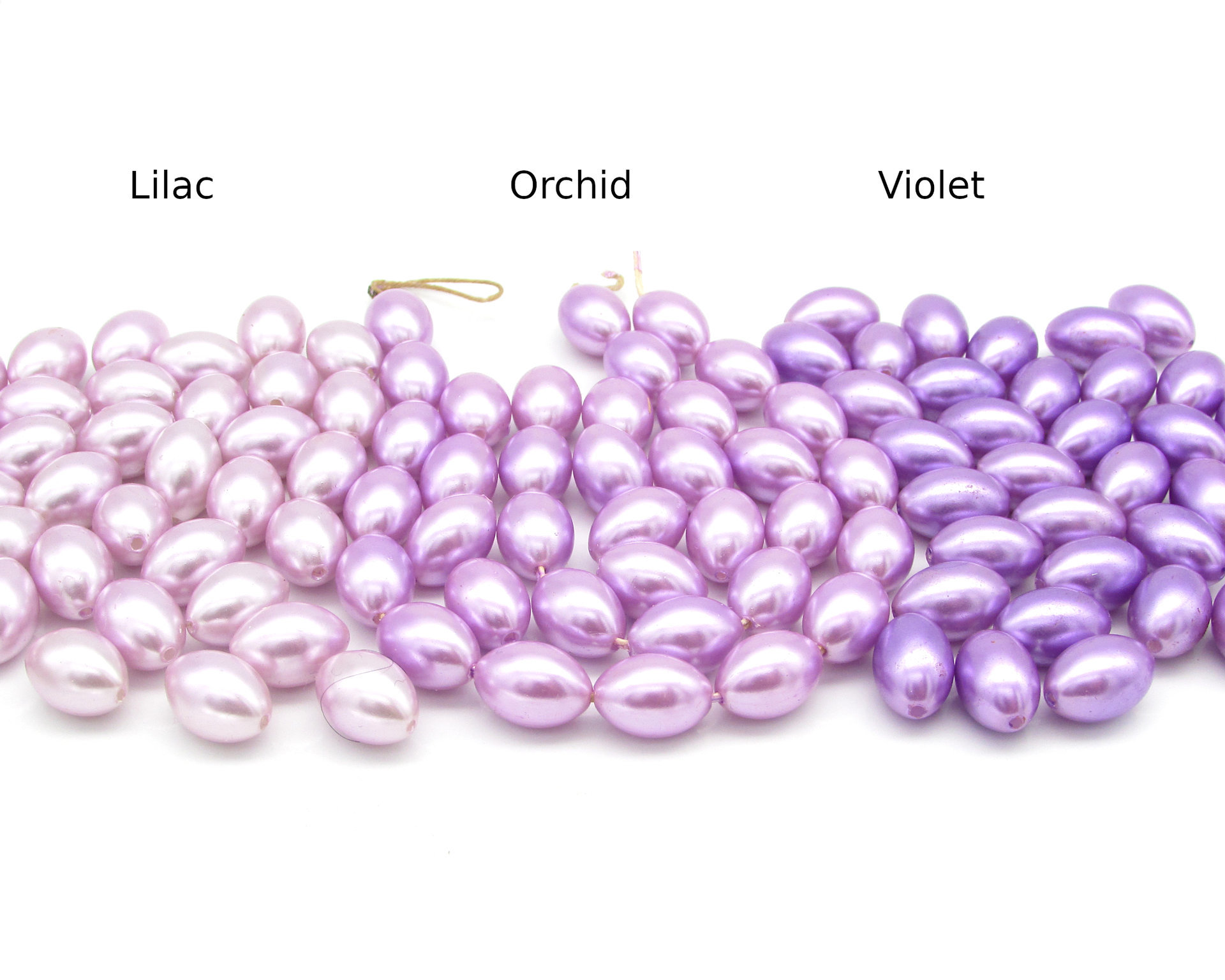 12x8.5mm Rice Beads, Vintage Light Purple Tapered Oval Plastic Faux Pearls (36)