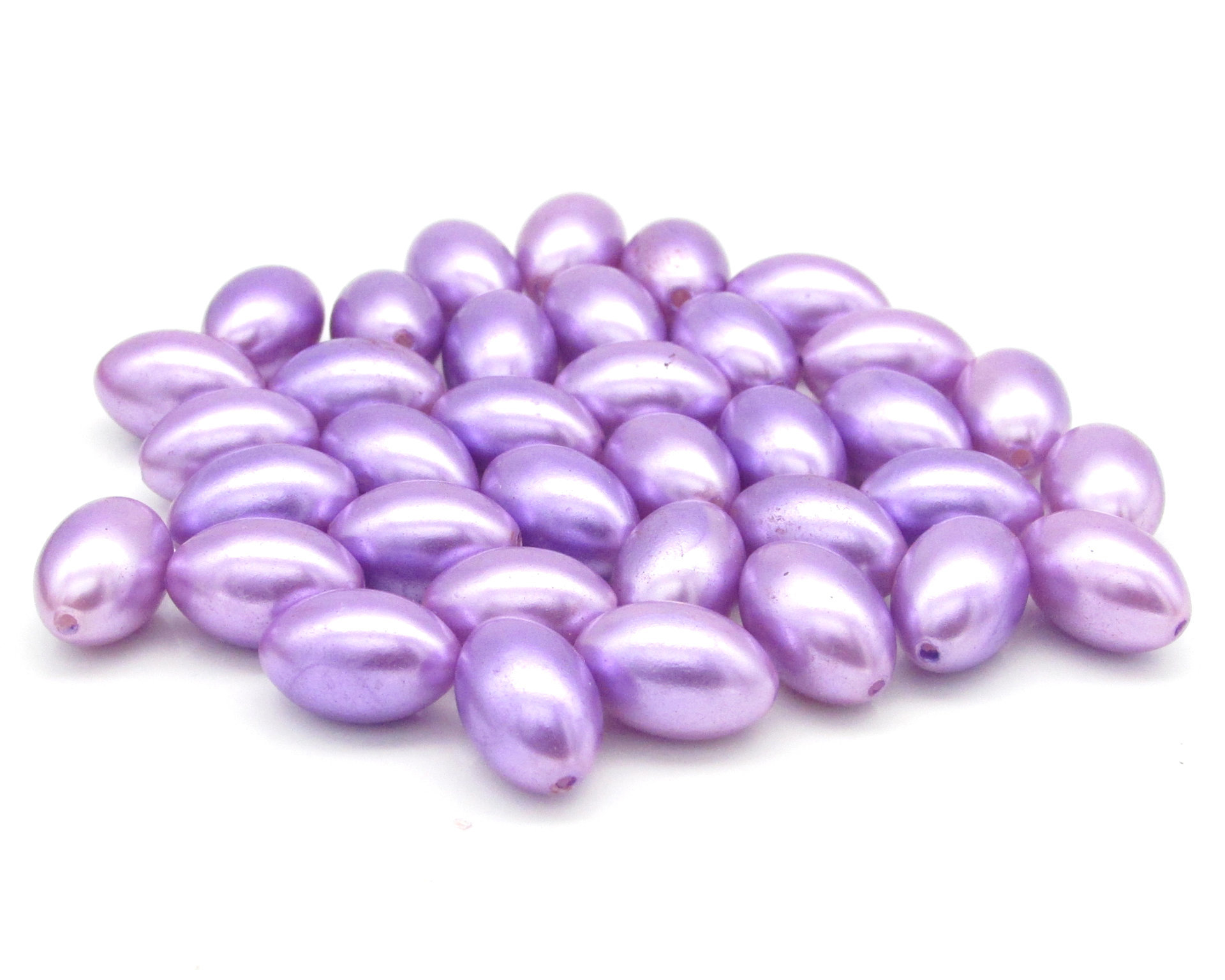 12x8.5mm Rice Beads, Vintage Light Purple Tapered Oval Plastic Faux Pearls (36)