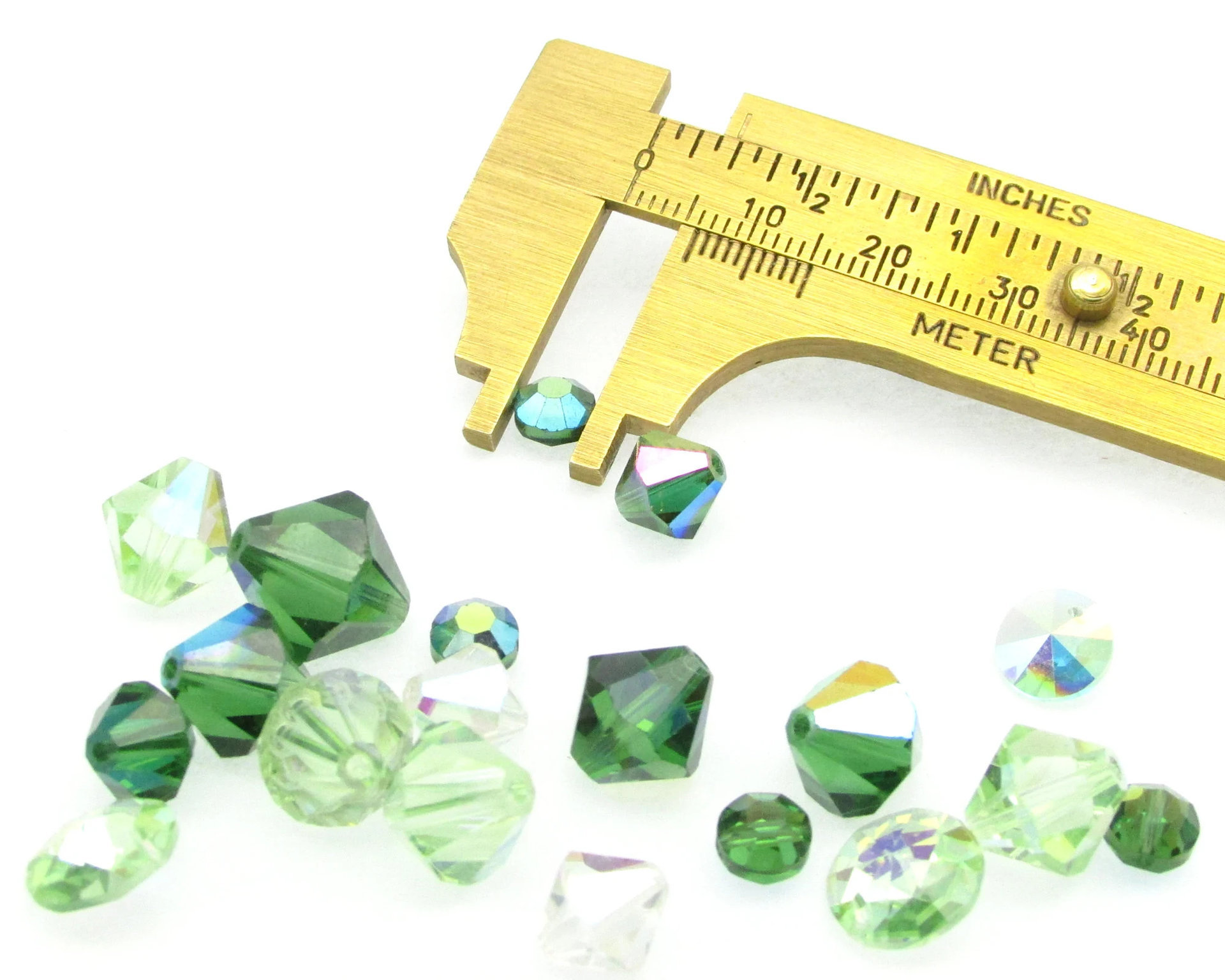 Vintage Crystal Bead Mix, 6mm 8mm Iridescent Machine Cut Bicones and Nailheads