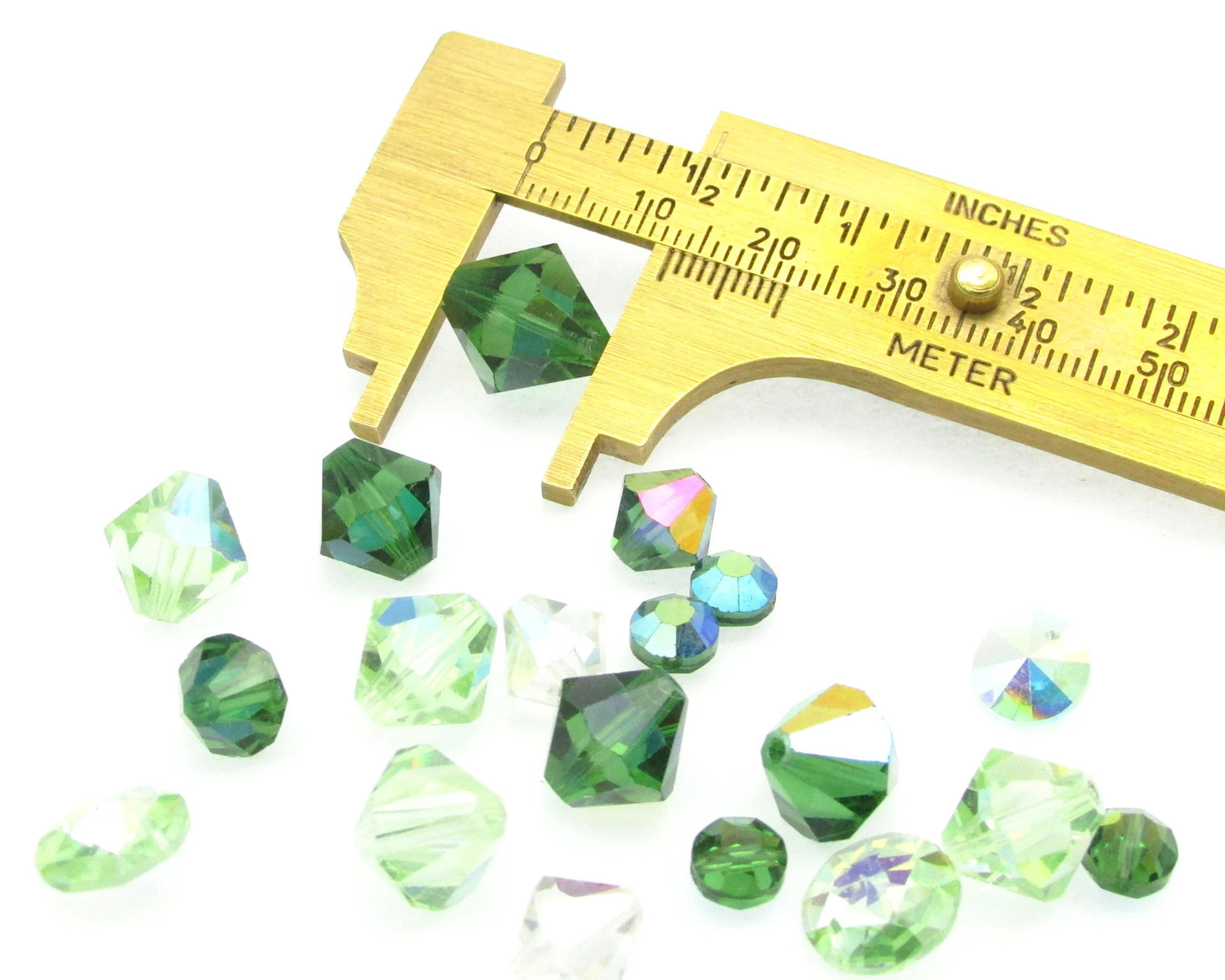 Vintage Crystal Bead Mix, 6mm 8mm Iridescent Machine Cut Bicones and Nailheads