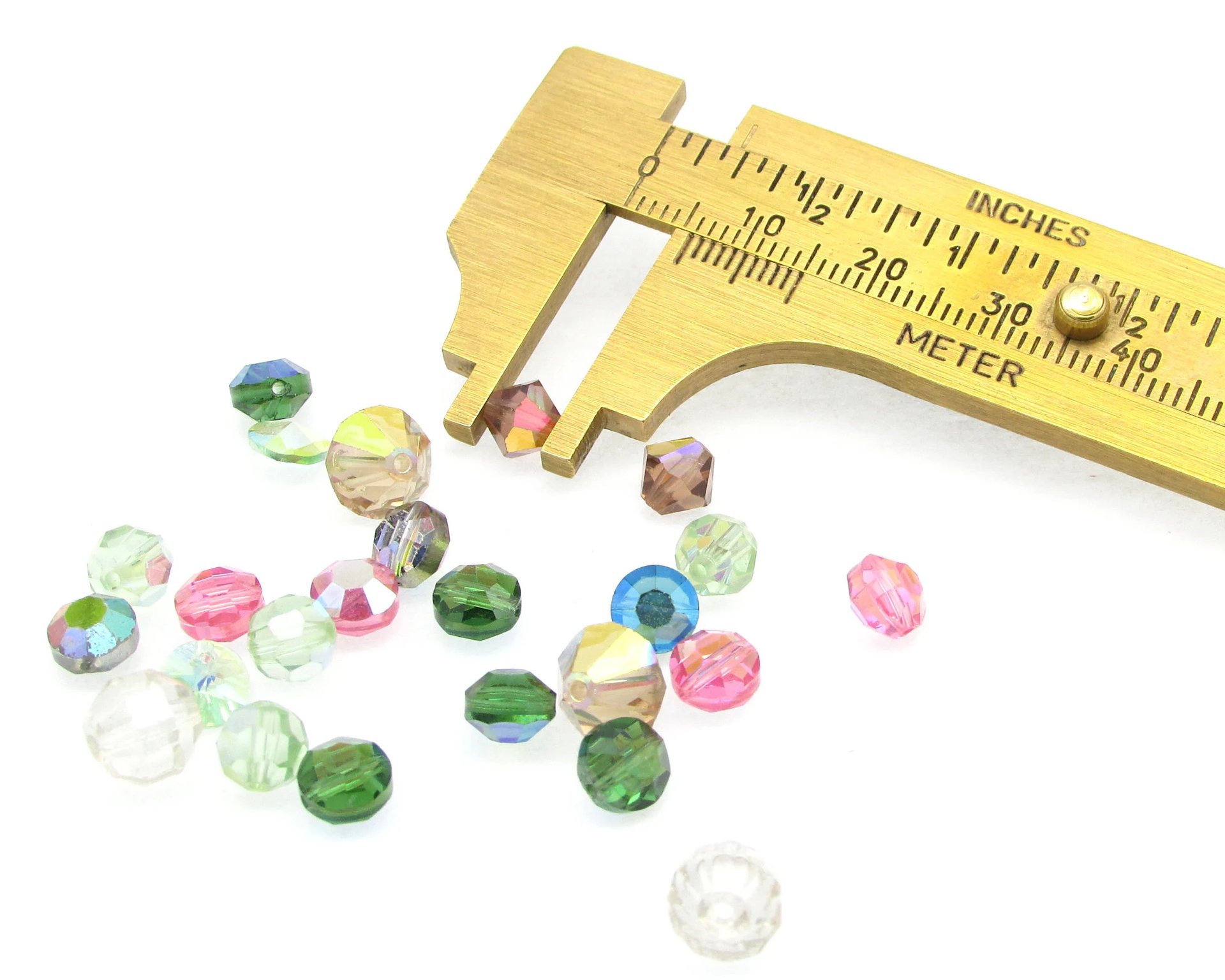 Vintage Crystal Bead Mix, 6mm 8mm Iridescent Machine Cut Bicones and Nailheads